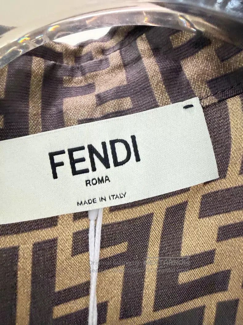 Fendi Fendi Brown Silk Shirt with Full-Print Logo Size XS / US 0-2 / IT 36-38 - 3 Thumbnail