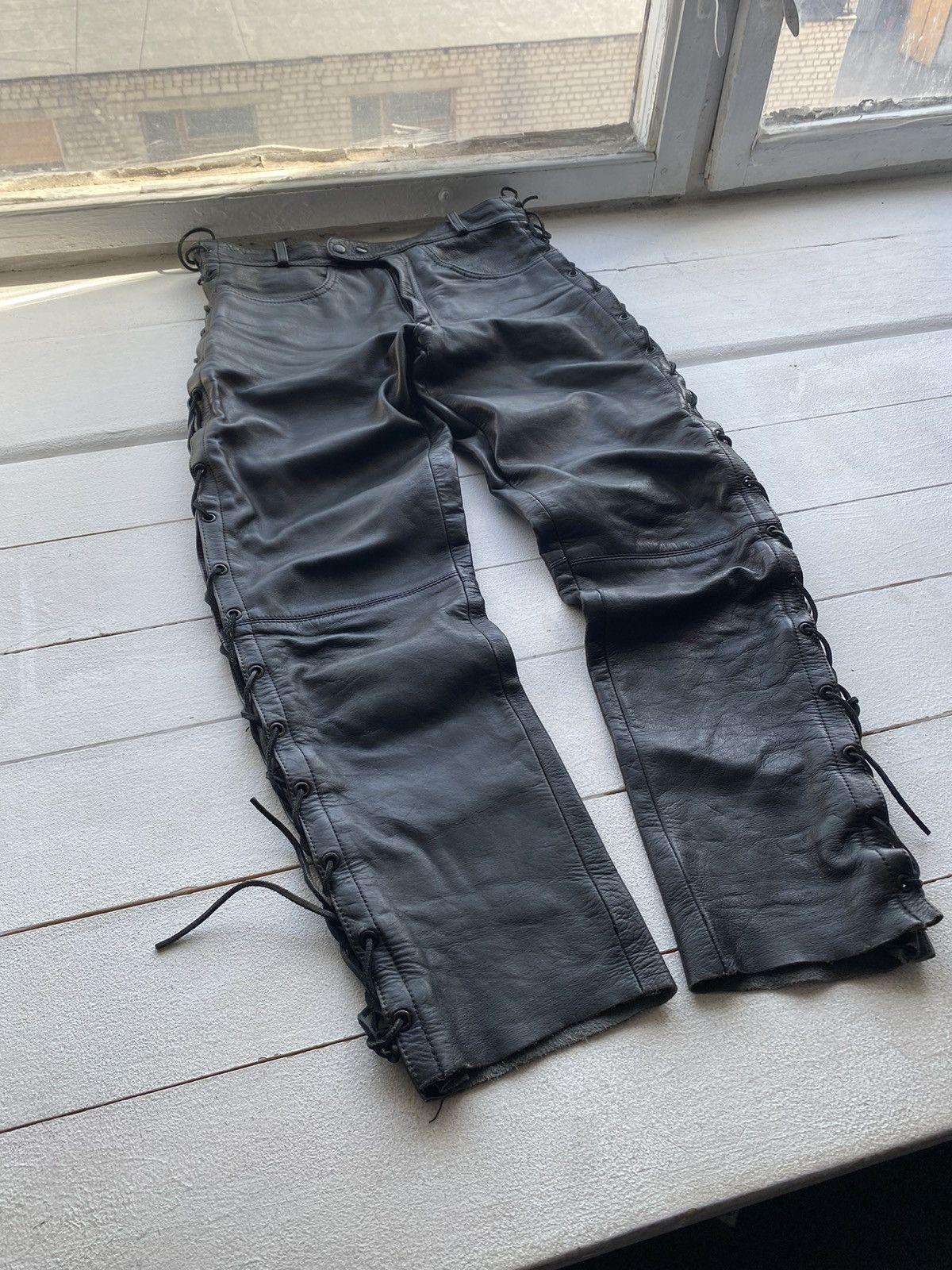 Japanese Brand 🔥VNTG OPIUM Biker Leather Owens Style Pants Rick Punk Rare Size US 32 / EU 48 - 15 Thumbnail