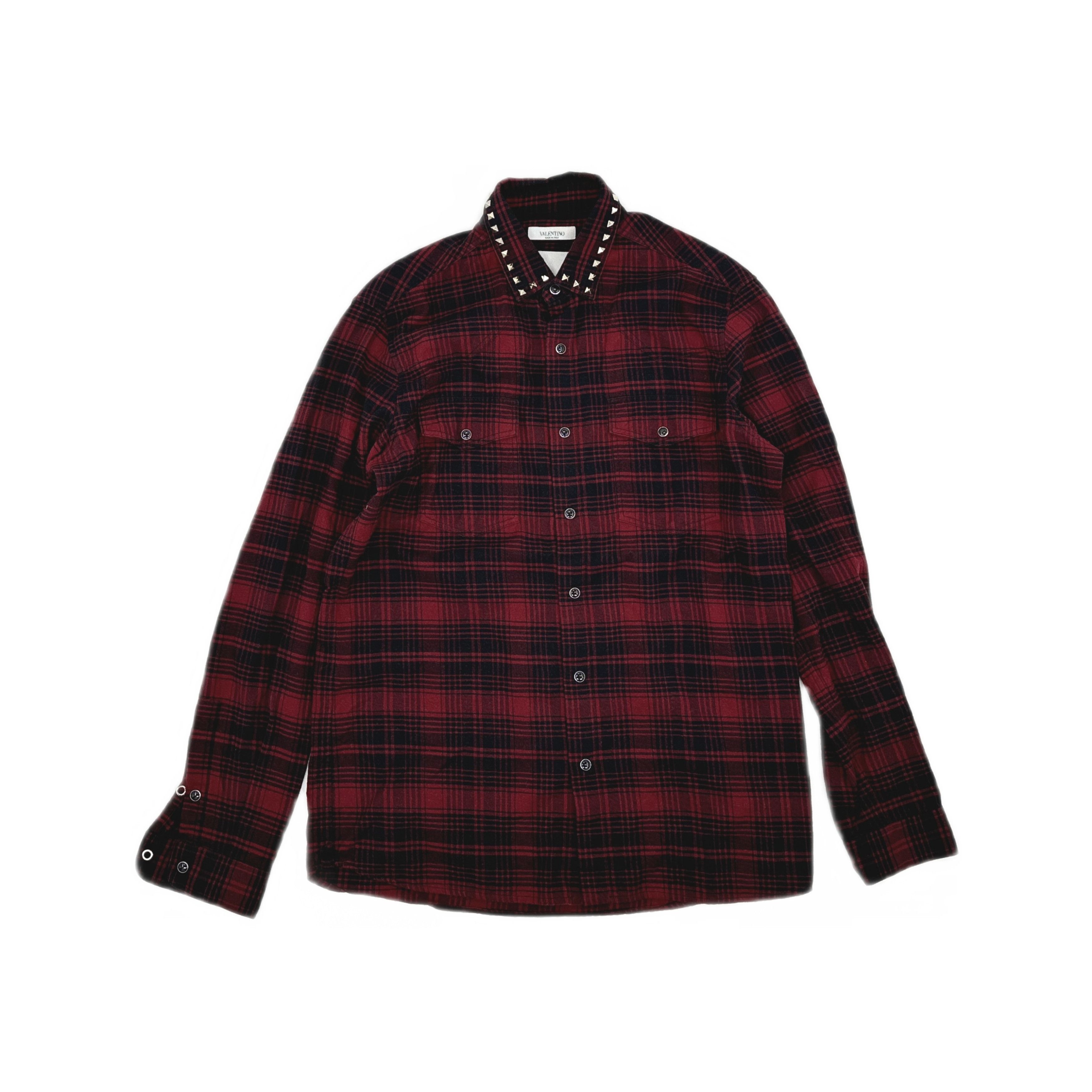 Valentino Valentino Studded Plaid Button Up Shirt Size L Size US L / EU 52-54 / 3 - 1 Thumbnail
