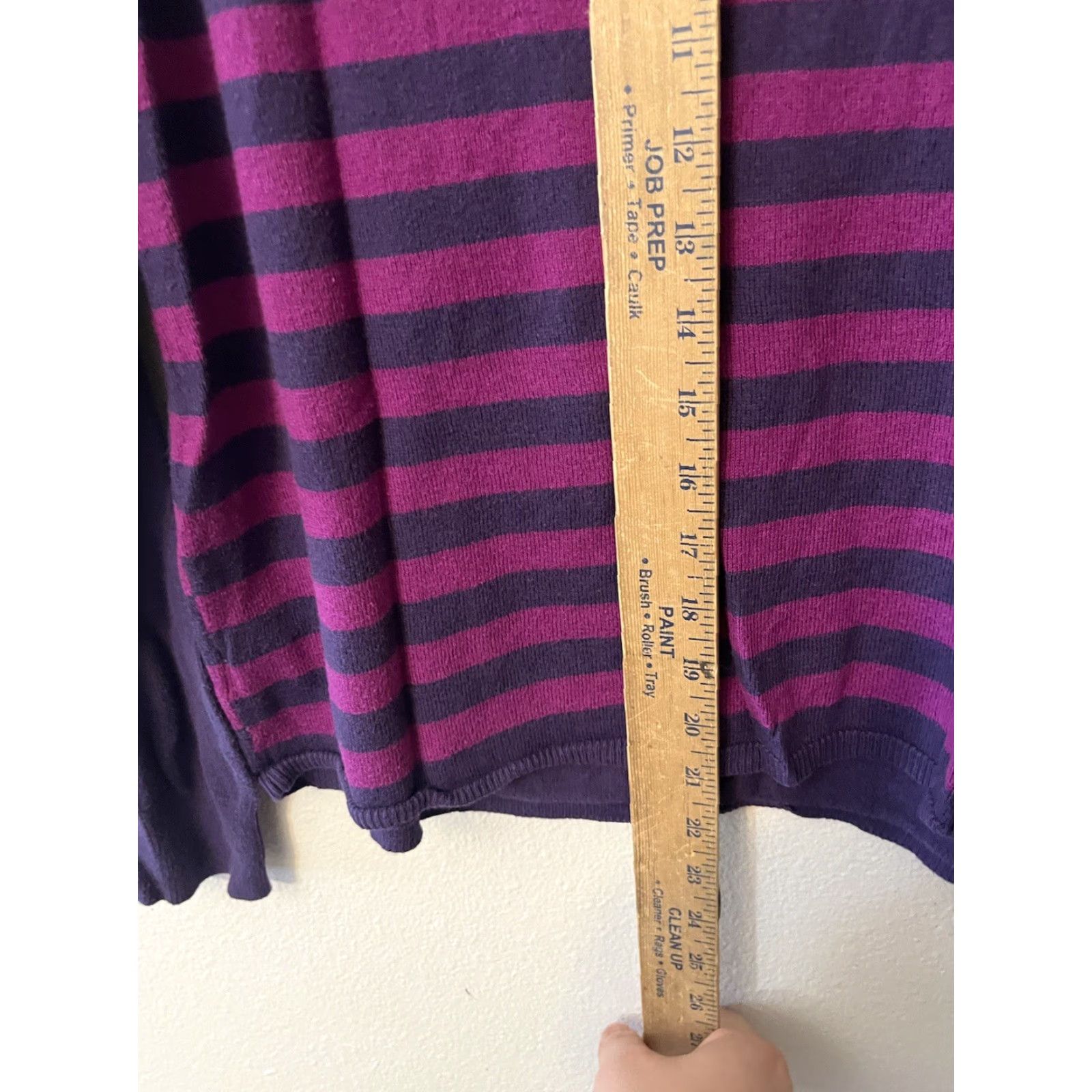 Liz Claiborne VINTAGE Liz Claiborne Women's Sweater Long Sleeve V-Neck Striped Pullover Size L Purple Cotton Viscose Size L / US 10 / IT 46 - 4 Thumbnail