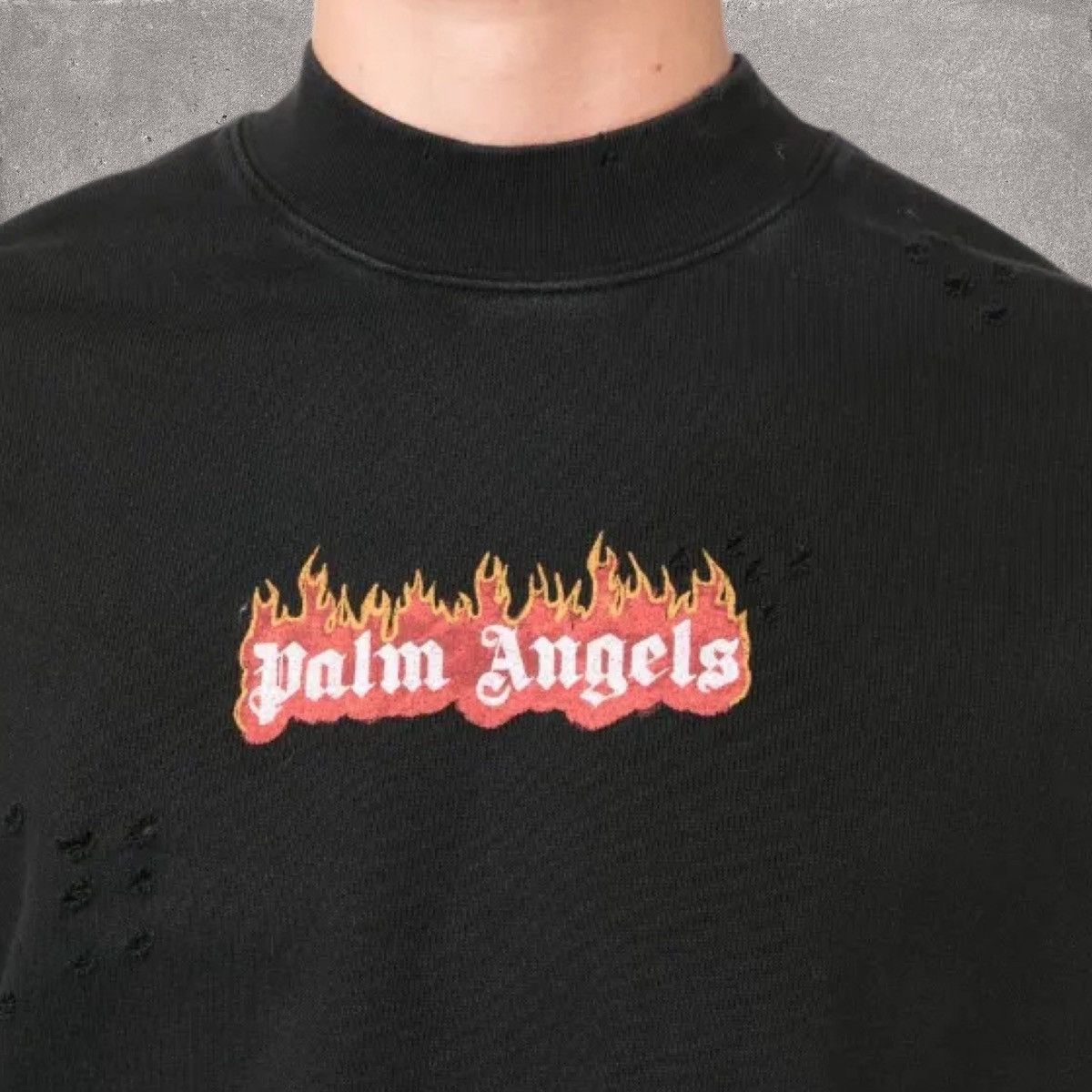Palm Angels Palm Angels Medium Flame Logo Distressed Black Sweatshirt Size US M / EU 48-50 / 2 - 3 Thumbnail