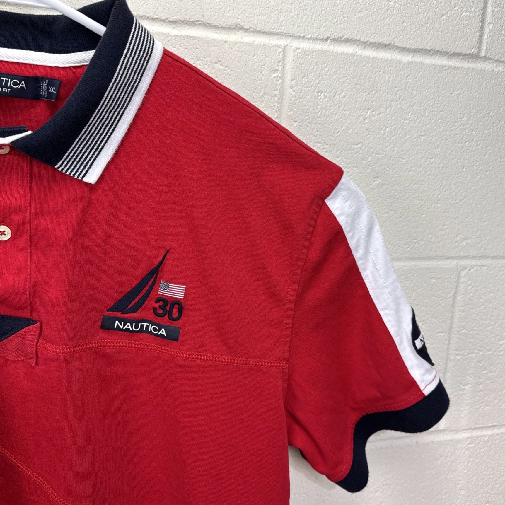 Nautica Nautica Polo Shirt Mens XXL Red White Blue Short Sleeve Sailing USA Polo Shirt Malinputs? Wait. Size US XXL / EU 58 / 5 - 5 Thumbnail