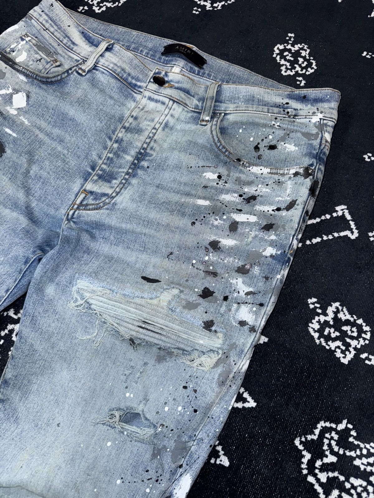 Amiri AMIRI MX1 PAINTED BLUE JEANS Size US 34 / EU 50 - 11 Thumbnail