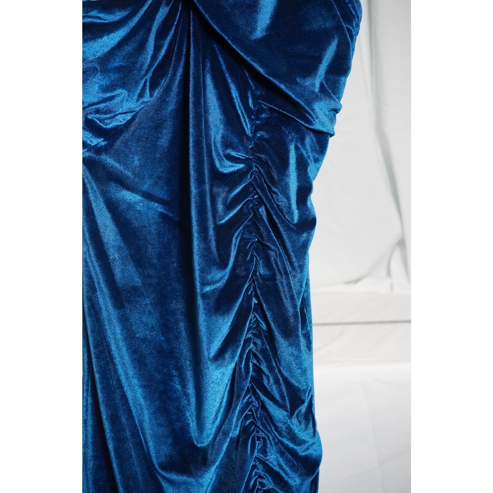 Zac Posen ZAC POSEN Velvet Cocktail Dress – Teal Blue Ruched Bodycon Size M / US 6-8 / IT 42-44 - 3 Thumbnail