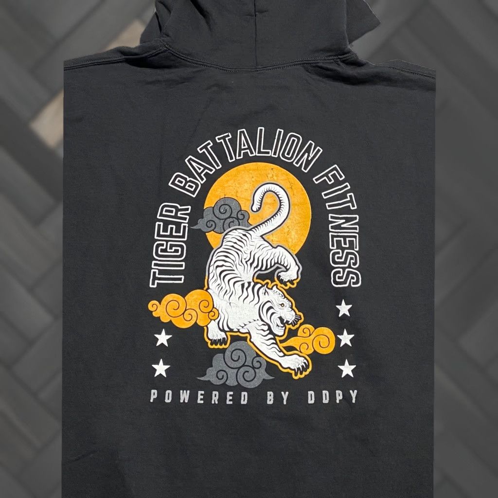 Vintage Grunt Style Hoodie Tiger Battalion Graphic Print Black DDPY Mens XL Pullover, Hooded, Pockets, Graphic, Gym & Training, Activewear, Black, XL Size US XL / EU 56 / 4 - 1 Thumbnail