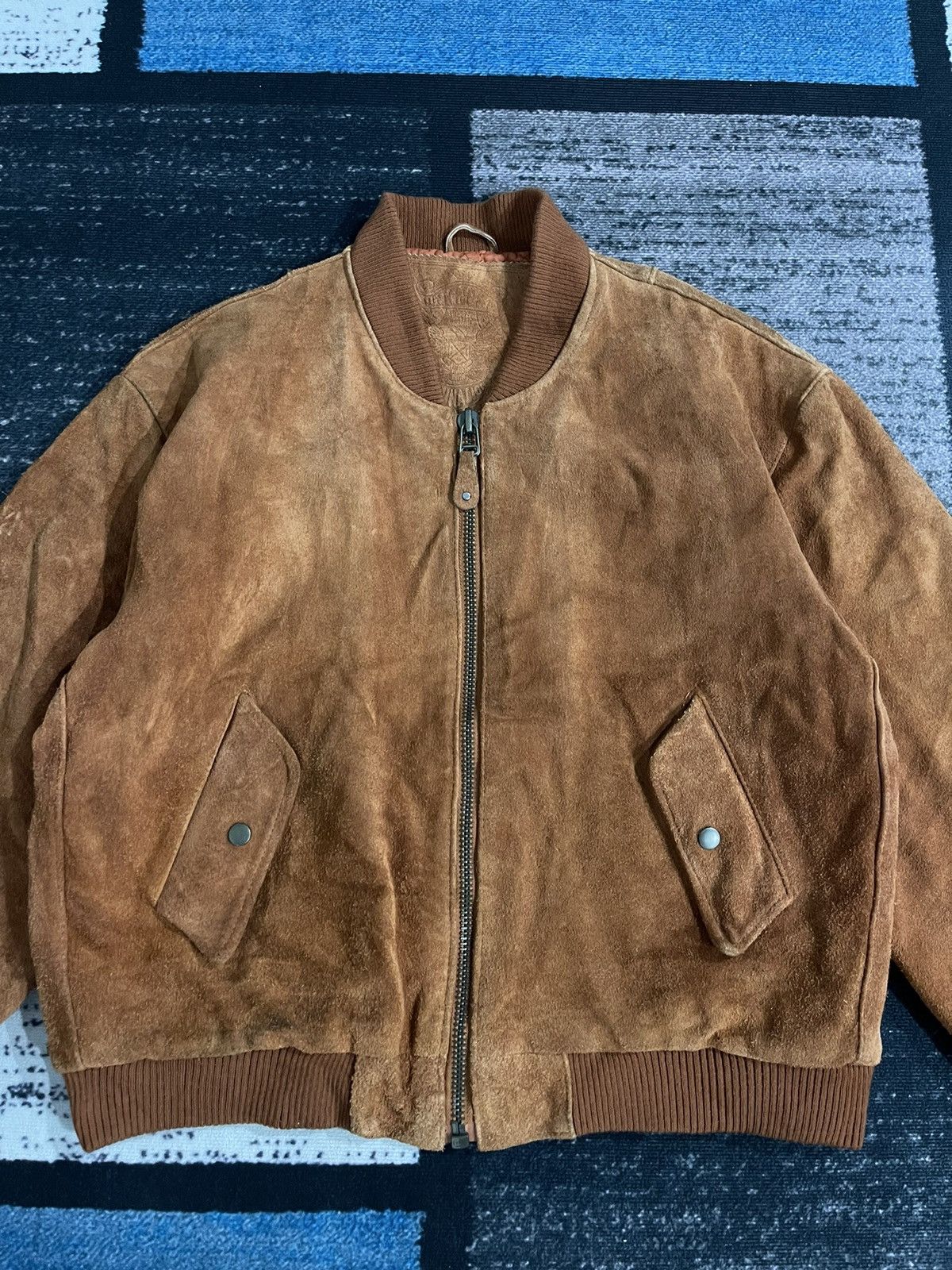 Vintage Vintage Unknown Destination Cow Leather Bomber Jacket Size US XL / EU 56 / 4 - 5 Thumbnail