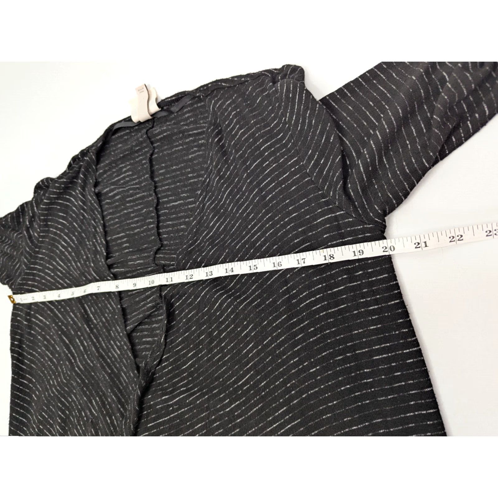 Vintage Knox Rose Cardigan Sweater Boho Stripe Black Ivory Womens S Open Front Lightweight Knit Open Front Cardigan Size S / US 4 / IT 40 - 5 Thumbnail