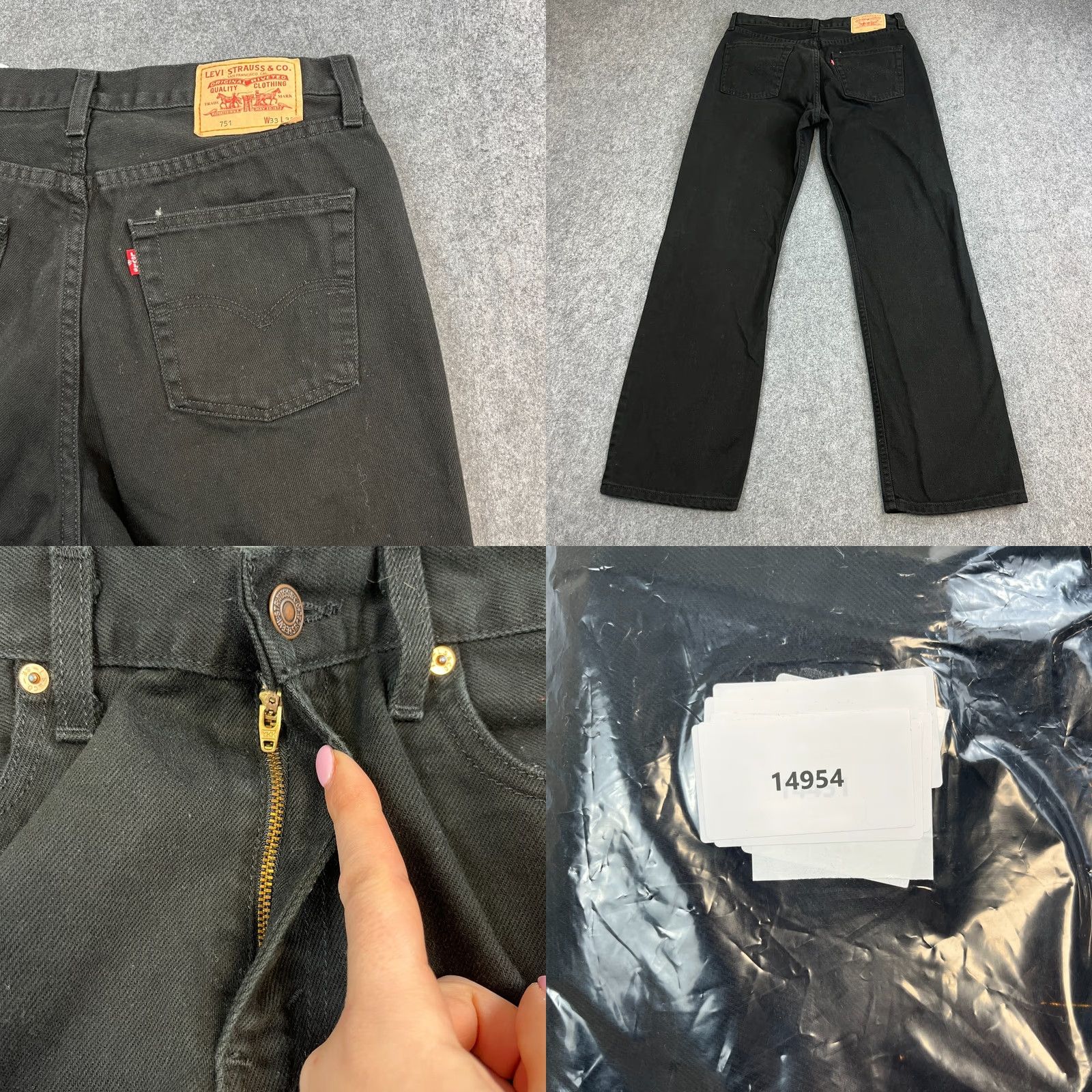 Levi's Levi's 751 Jeans Regular Straight 33 Black Vintage 100% Cotton Zip Mens Size US 33 - 8 Thumbnail