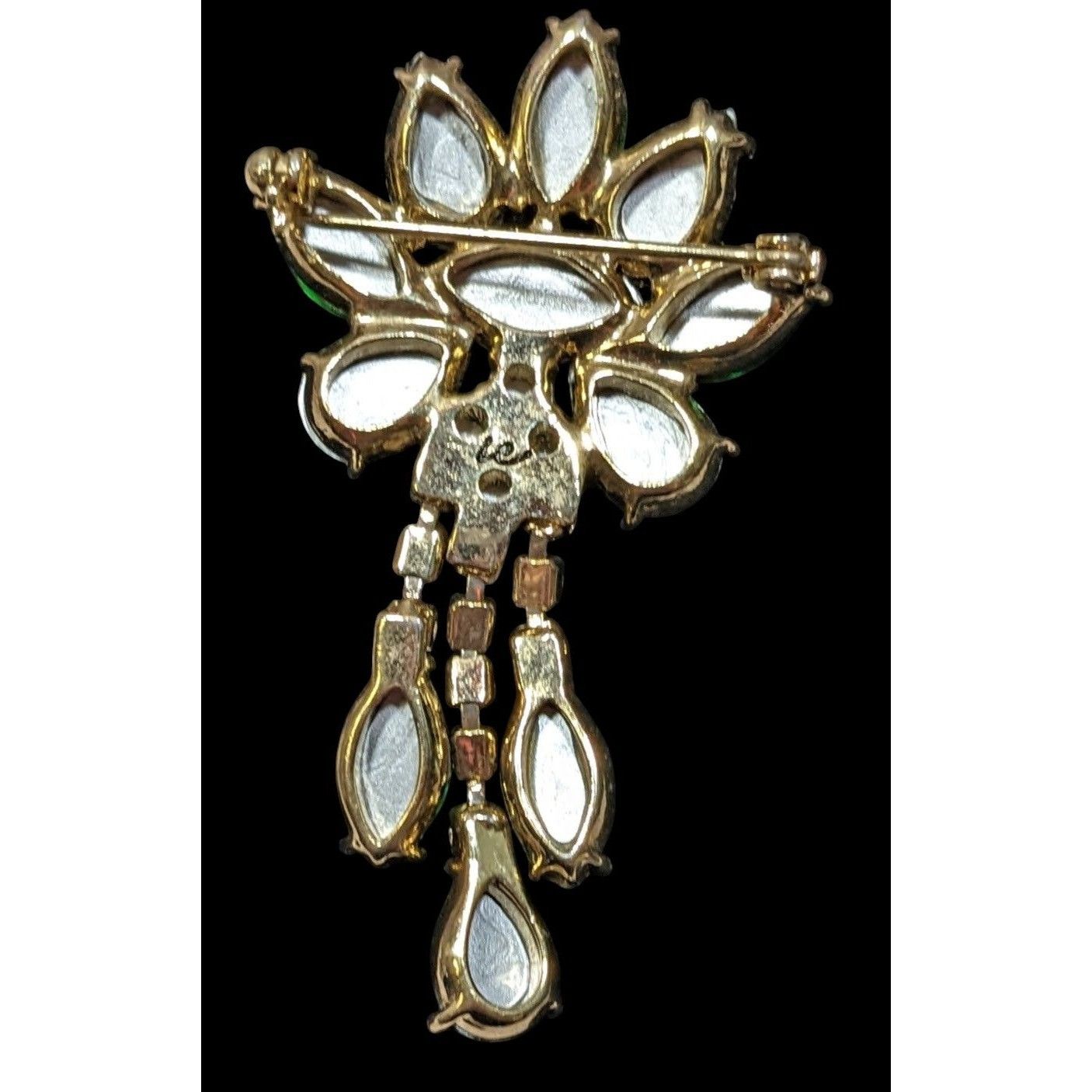 Liz Claiborne Vintage Liz Claiborne Green Gemmed Floral Brooch Size ONE SIZE - 2 Thumbnail