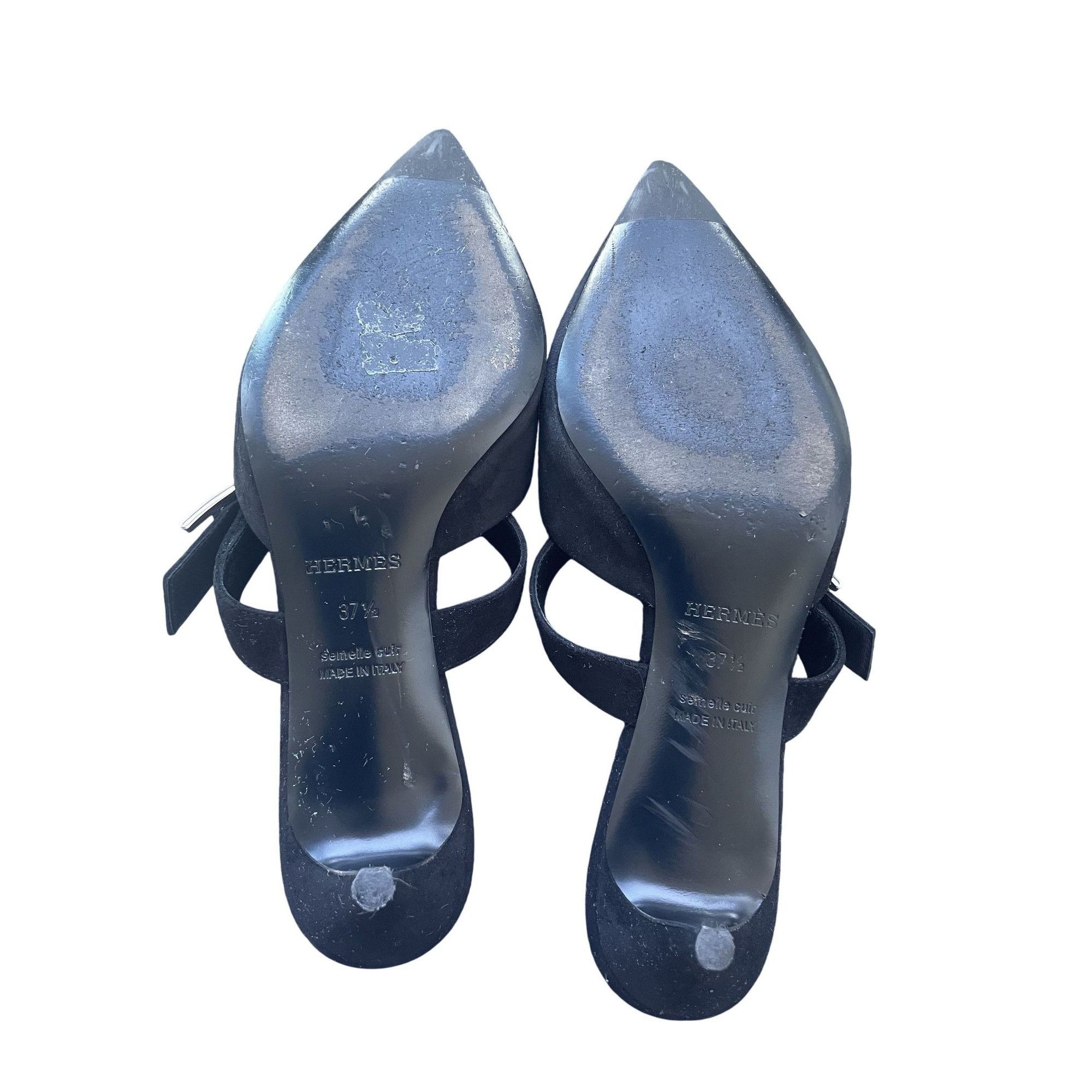 Hermes Hermès Black Suede Pointed-Toe Mules With Adjustable Crystal Size US 7.5 / IT 37.5 - 7 Thumbnail