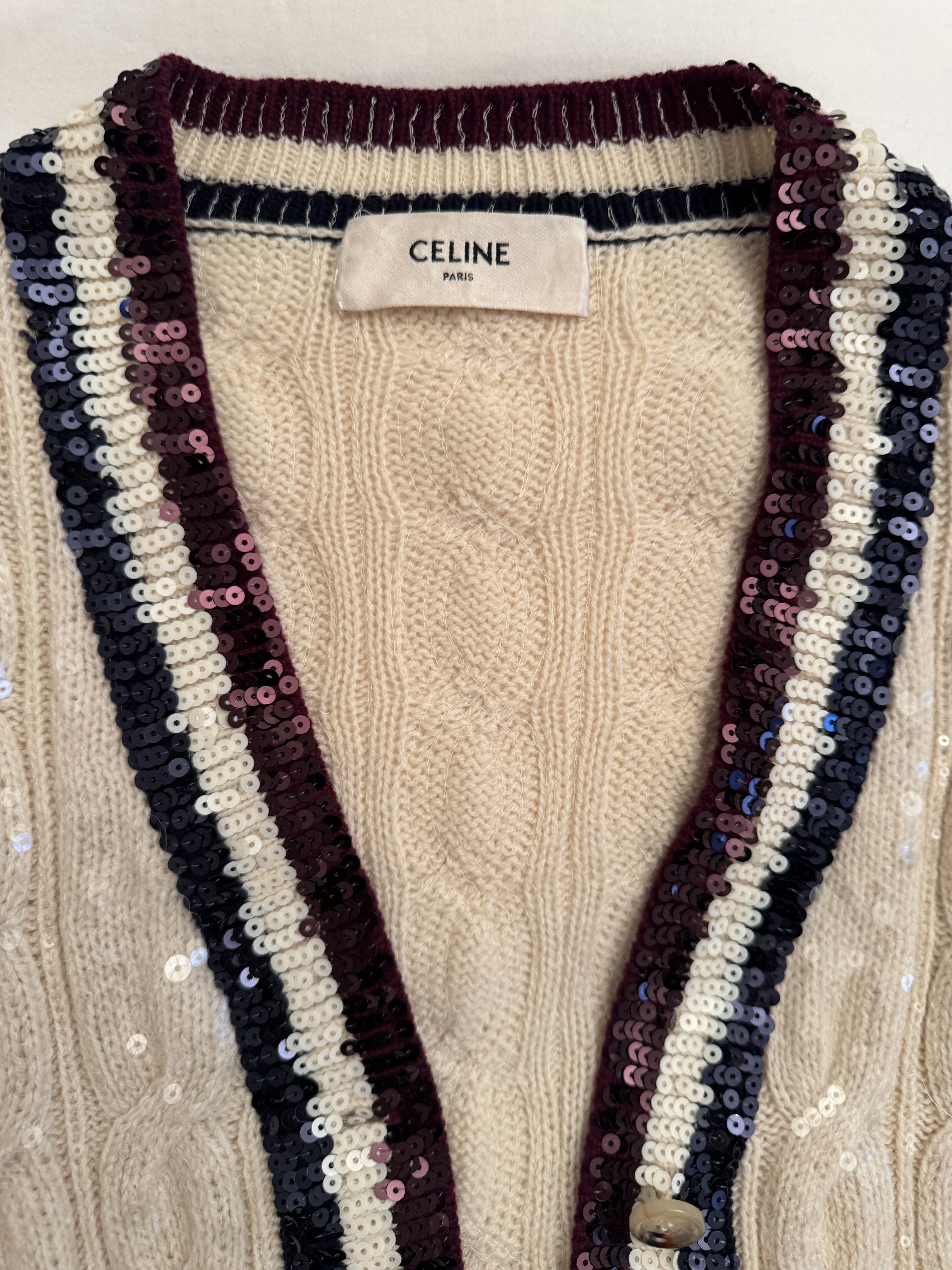 Celine × Hedi Slimane SS20 Wool Sequined Cardigen Runway Show Hedi Slimane Size US M / EU 48-50 / 2 - 5 Thumbnail