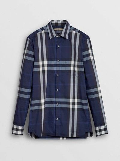 image of Burberry O1Srvl11E0524 Long Sleeve Check Cotton Shirt In Multicolor, Men's (Size XL)