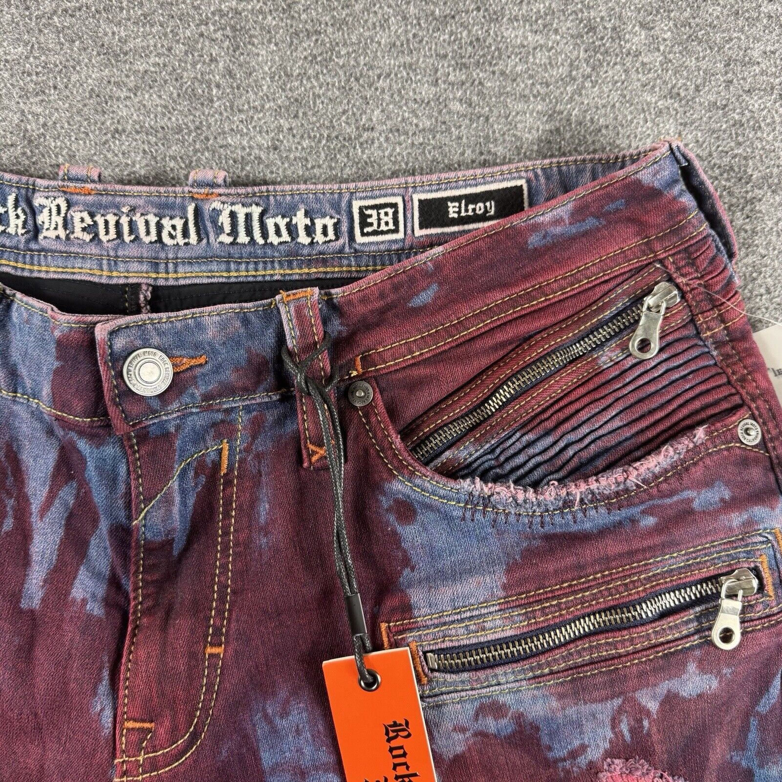 Rock Revival Rock Revival Elroy Moto Mens Acid Wash jeans Pant Sz 38 X 34 Size US 38 / EU 54 - 6 Thumbnail