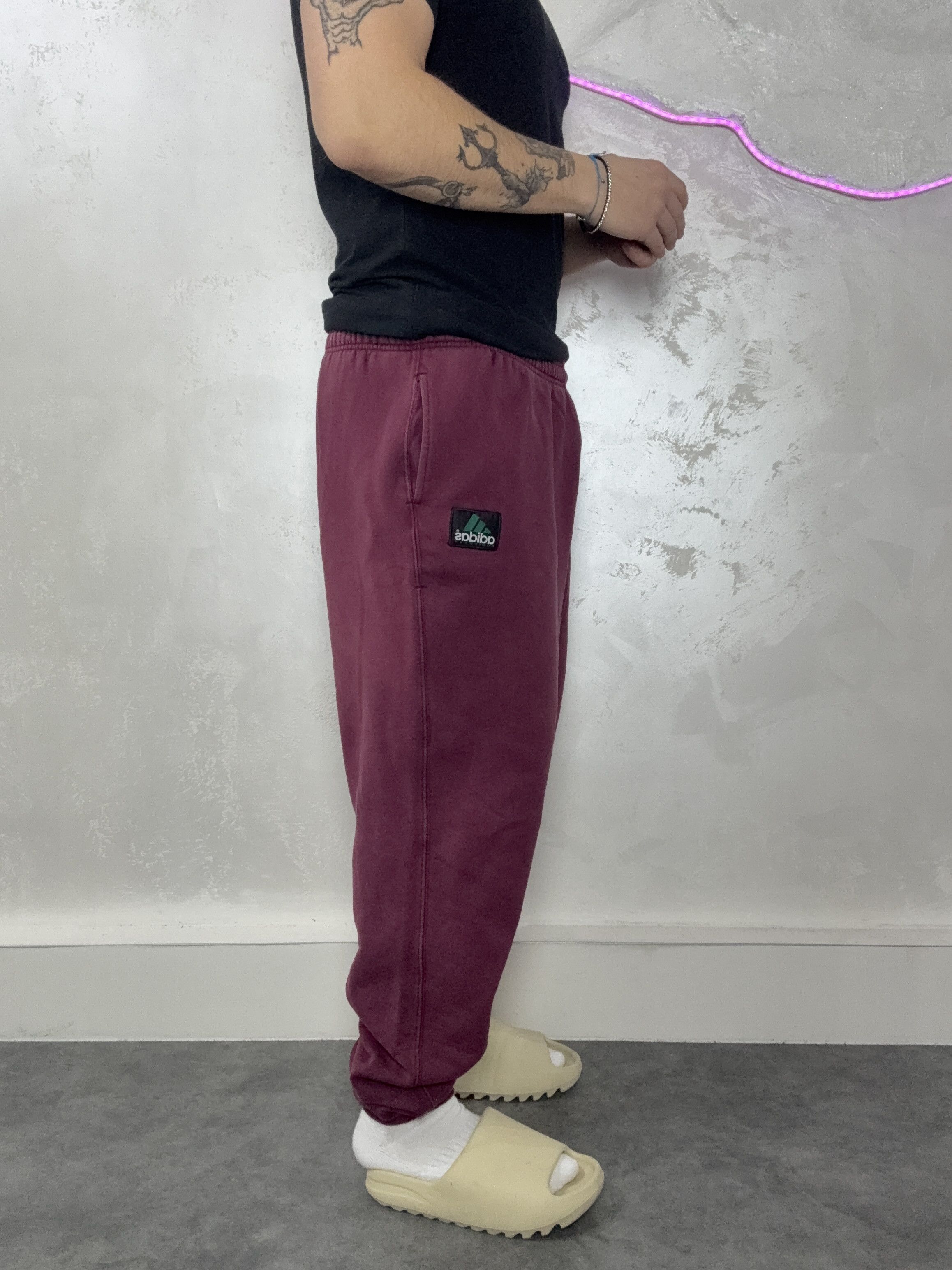 Adidas Burgundy Pants Adidas Equipment Vintage Rare 90 s Baggy Size US 35 - 2 Thumbnail