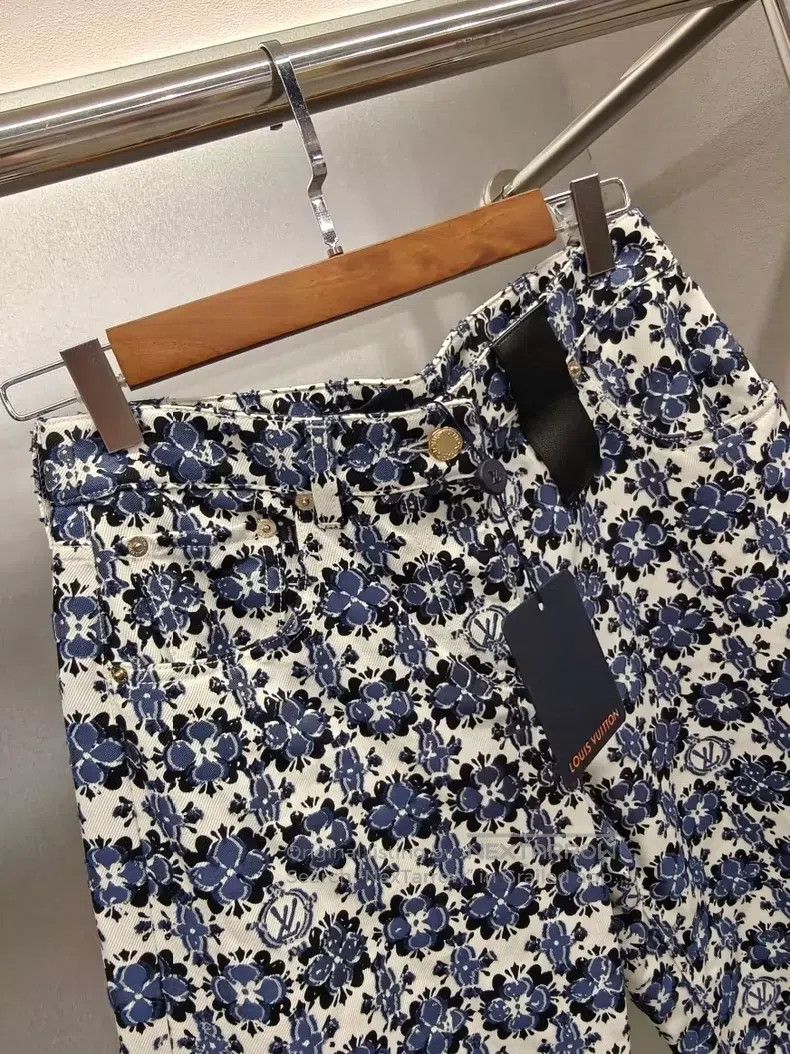 Louis Vuitton Louis Vuitton 24 blue flower-printed casual sport jeans Size 35" - 3 Thumbnail