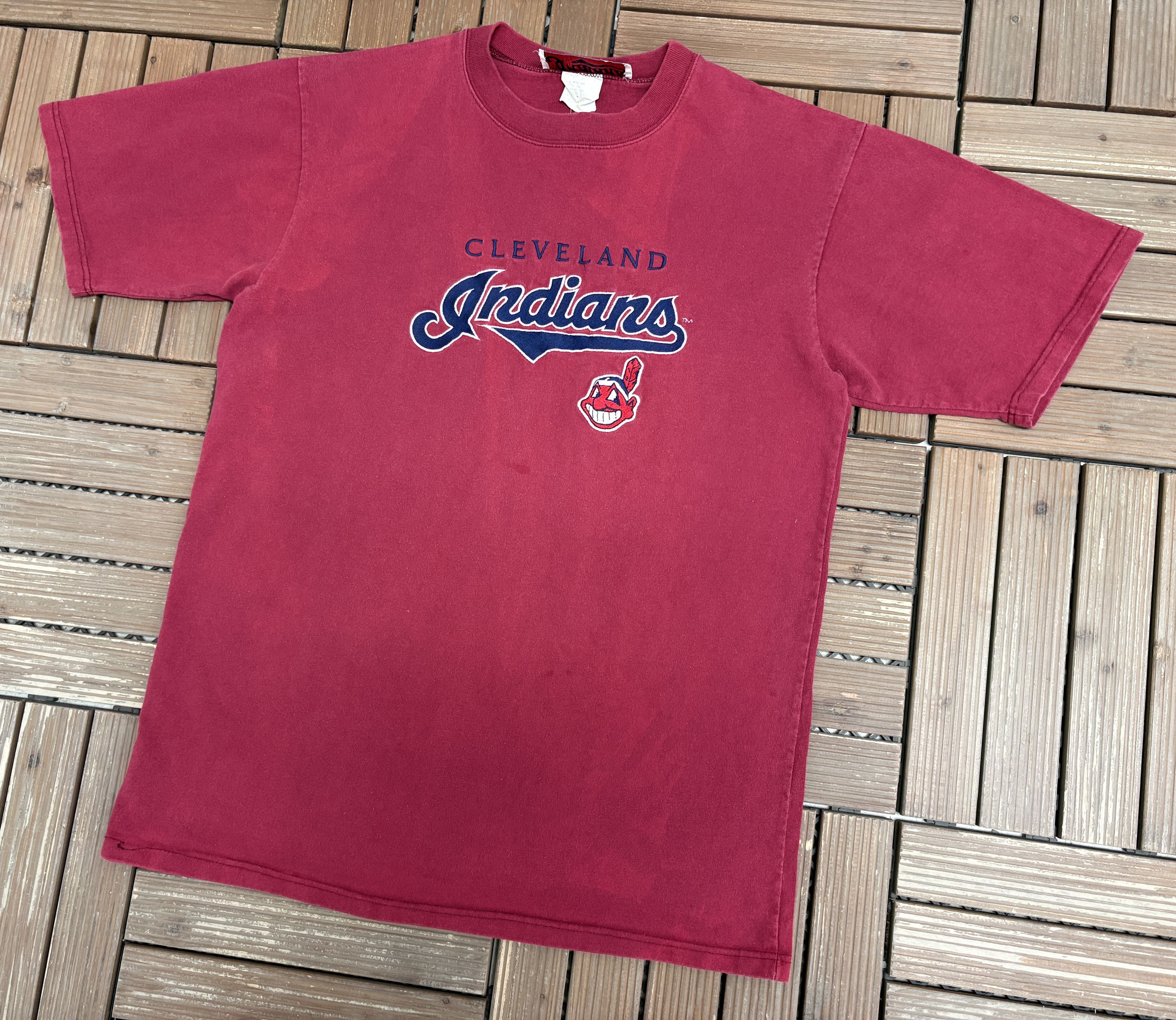 Vintage Cleveland Indians Embroidered Vintage Red T-Shirt Tee Size US L / EU 52-54 / 3 - 3 Thumbnail