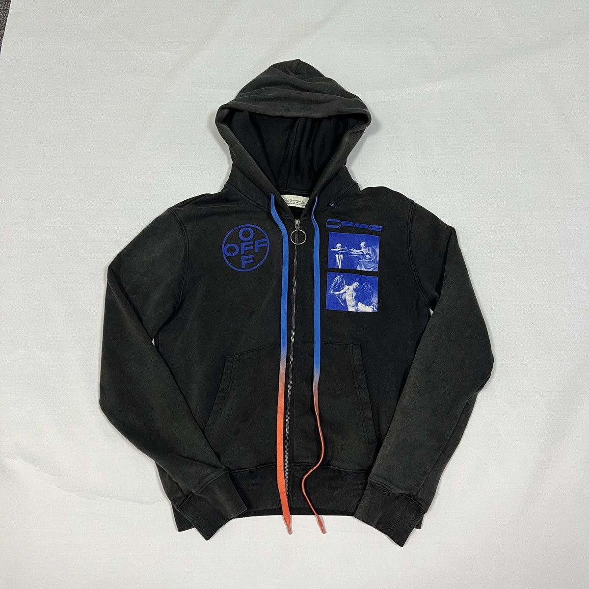 image of Off White Off-White Hardcore Caravaggio Zip-Up Hoodie in Black, Men's (Size Small)