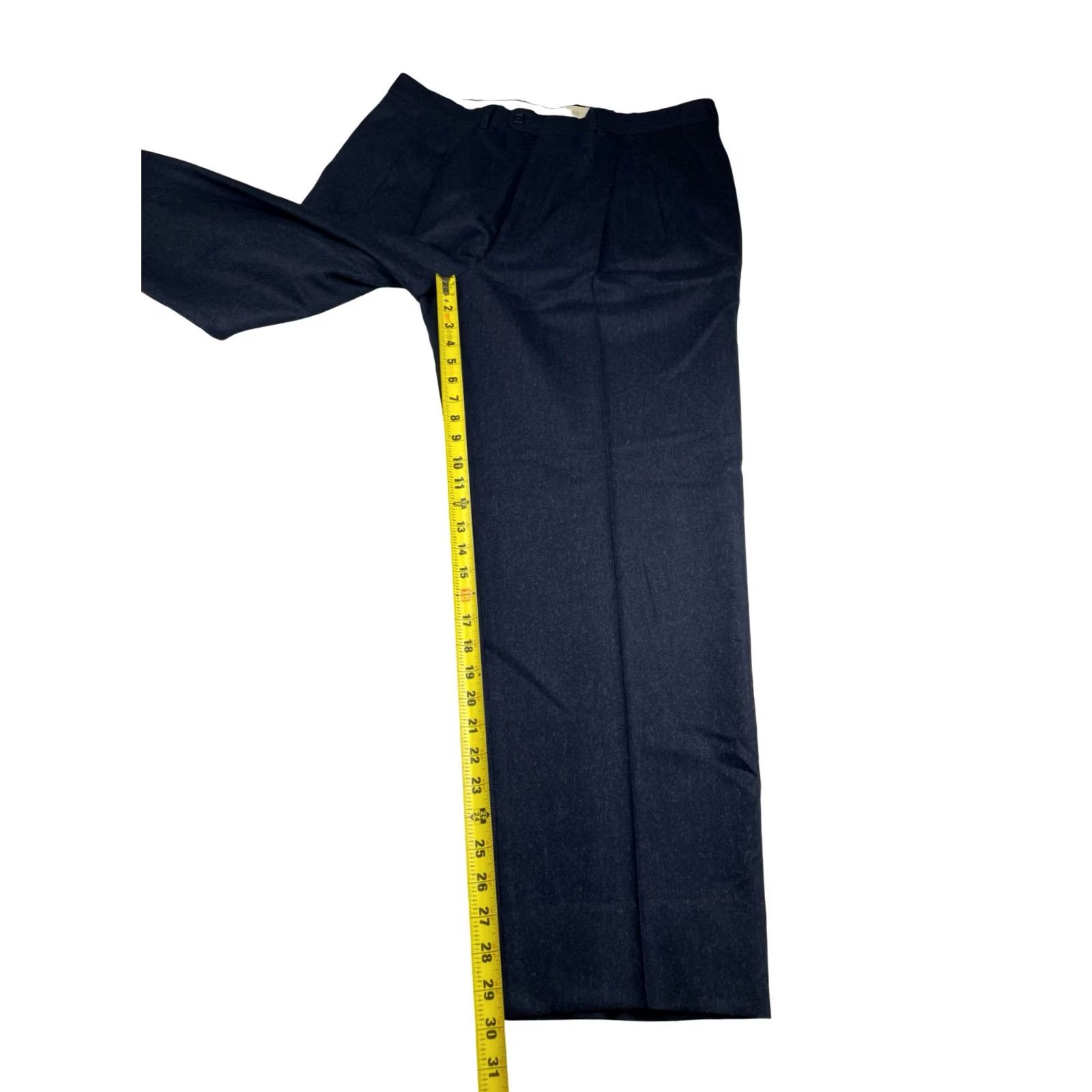 Vintage Dunhill Men’s 100% Wool Flannel Flat Front Dress Pants Navy Blue Italy 36x30 Jeans? Size US 36 / EU 52 - 6 Thumbnail