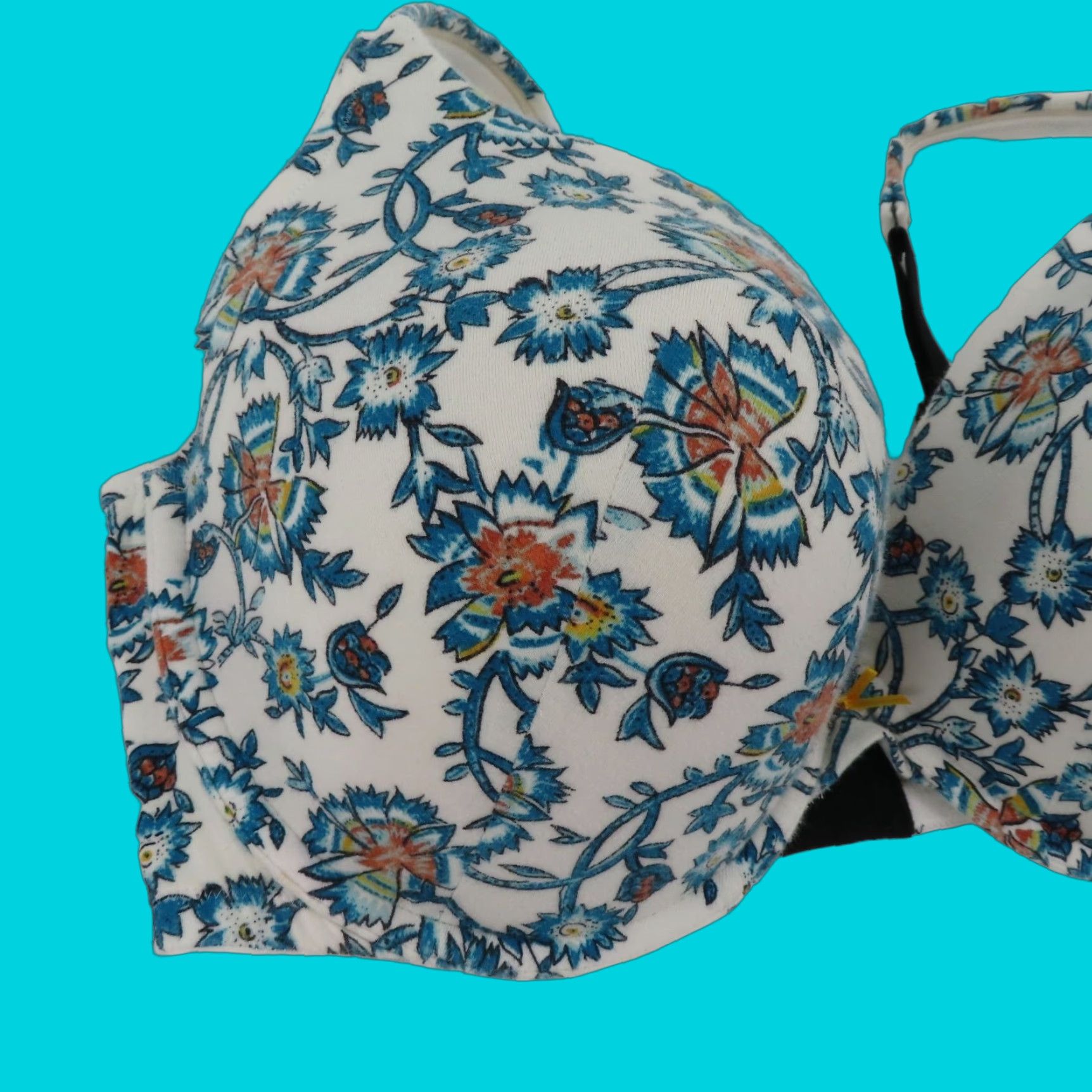 Vintage Cacique Bra Women Plus Size 40G Plunge Underwire Padded Floral White Blue Flower Shirt Style Womens Size ONE SIZE - 1 Thumbnail