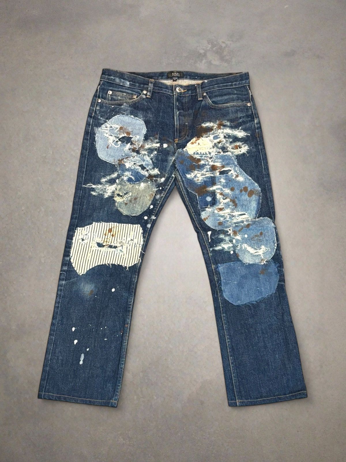 A.P.C. Boro APC Paint Splattered Japanese Denim. Size 32 x 29 Size US 32 / EU 48 - 1 Thumbnail