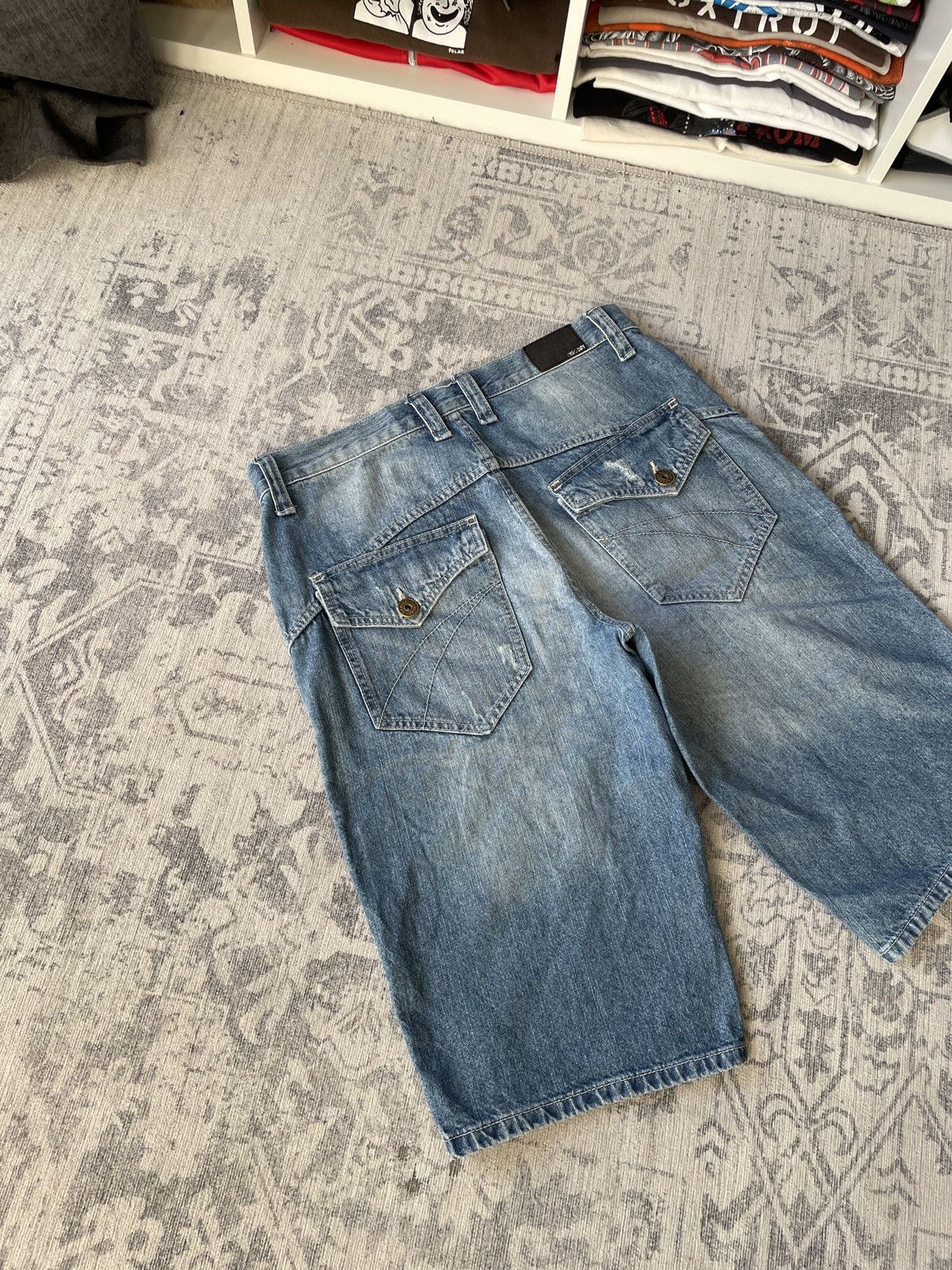 Vintage Vintage Double Knee Shorts Faded Denim Jorts Washed Baggy Size US 32 / EU 48 - 7 Thumbnail