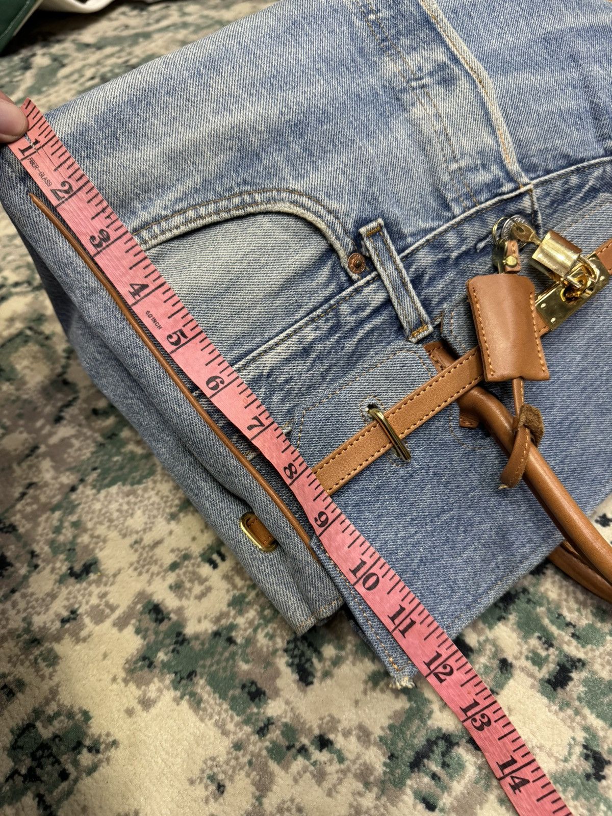 Handmade VINTAGE DENIM HANDMADE BIRKIN STYLE HANDBAG Size ONE SIZE - 13 Thumbnail