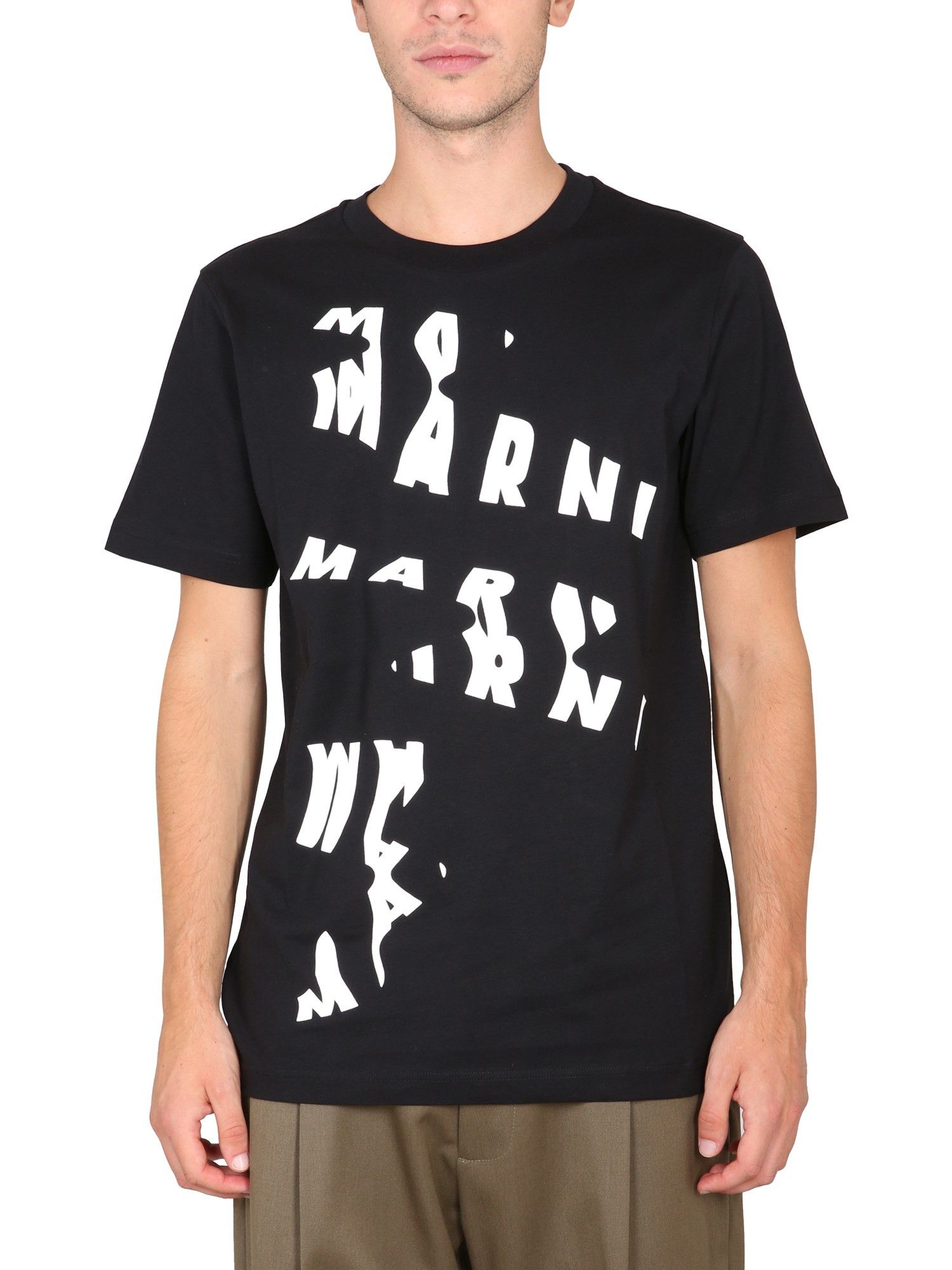 Marni o1y0225 Logo Crewneck T-Shirt in Black/White Size US M / EU 48-50 / 2 - 1 Thumbnail