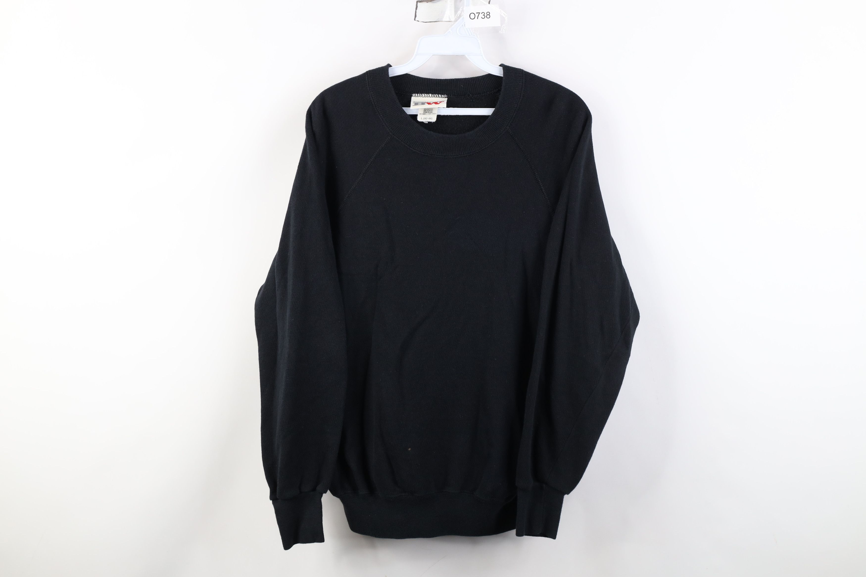 Vintage Vintage 90s Streetwear Blank Crewneck Sweatshirt Black USA Size L / US 10 / IT 46 - 1 Thumbnail