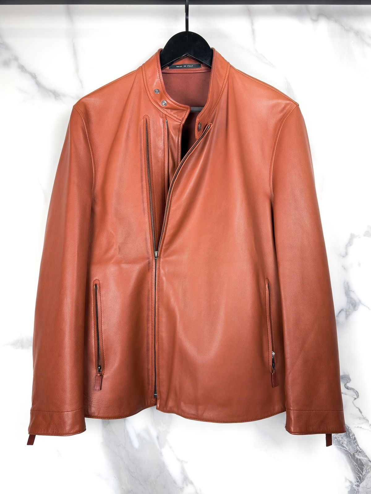 Gucci Gucci Tom Ford Double Zip Rider Leather Jacket Orange Size US M / EU 48-50 / 2 - 1 Thumbnail