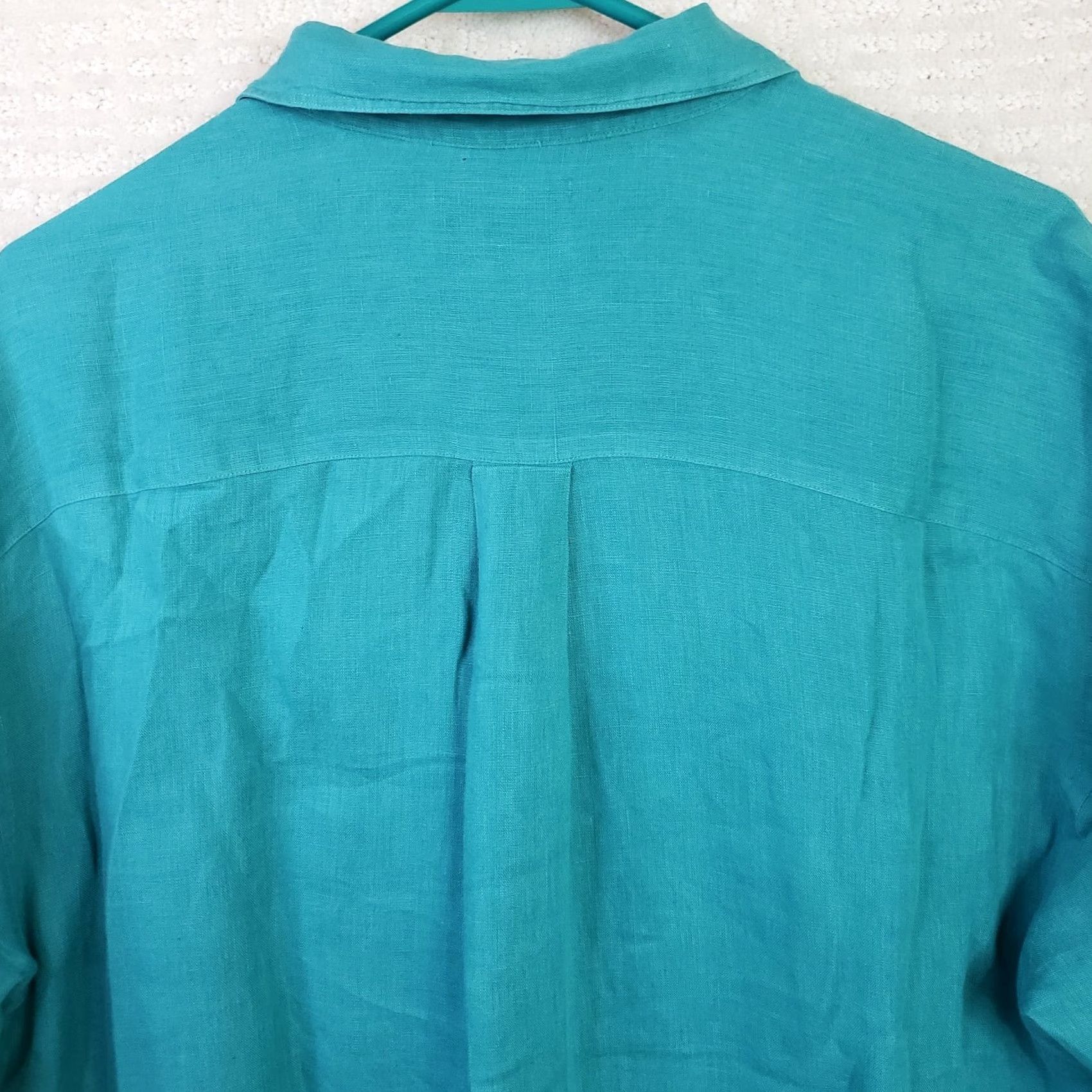 Saks Fifth Avenue Saks Fifth Avenue Shirt Mens L Aqua Linen Short Sleeve Button-Up Closet Classic 1 Pocket Button-Down Collar Front Size US L / EU 52-54 / 3 - 7 Thumbnail