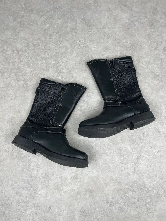 Emporio Armani AW2003 Emporio Armani Black Leather Biker Ankle Boots Size US 9 / EU 42 - 4 Thumbnail