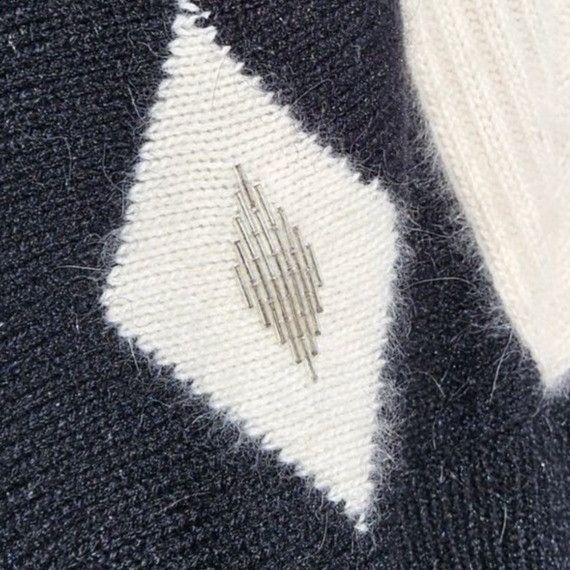 Vintage John Richard 80s Angora Beaded Diamond Sweater Black Ivory M Size M / US 6-8 / IT 42-44 - 6 Thumbnail