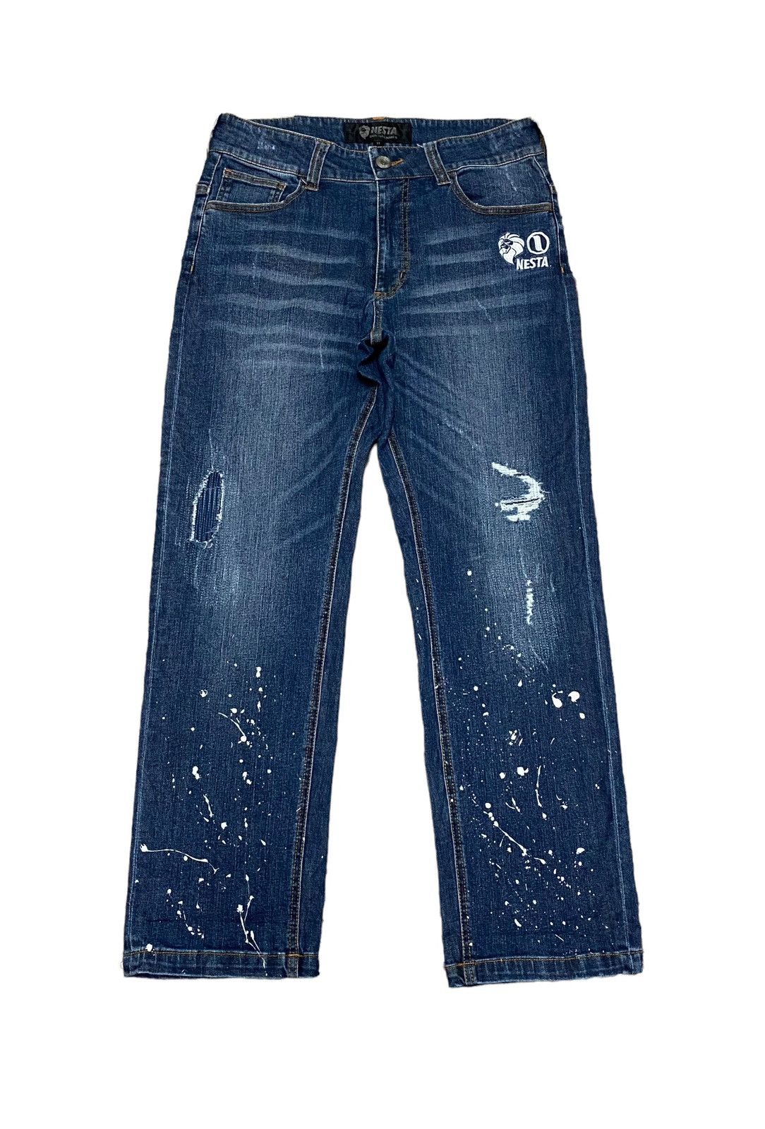 Japanese Brand Nesta painted distressed jeans Size US 32 / EU 48 - 2 Thumbnail
