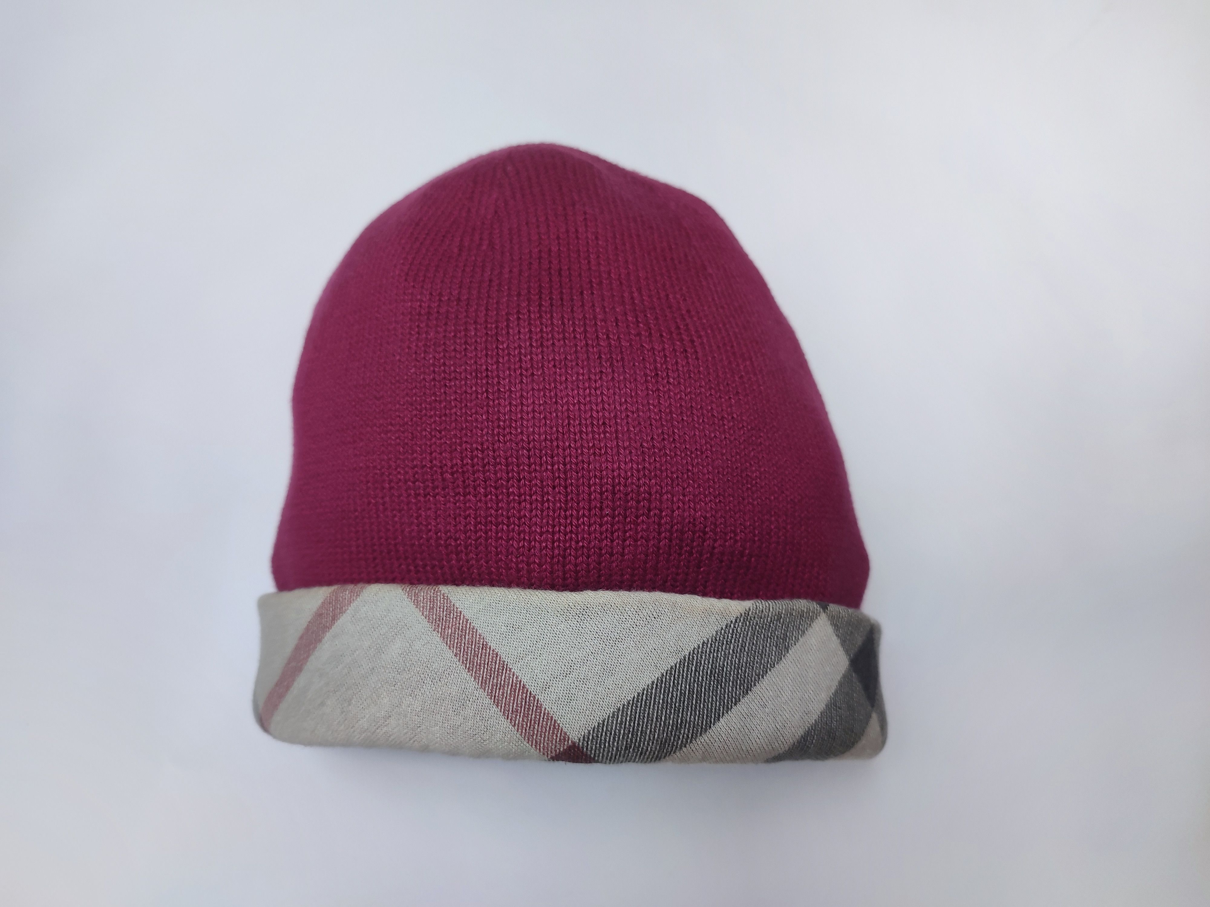 Burberry Burberry Burgundy Nova Check Cuff Beanie Vintage Size ONE SIZE - 6 Thumbnail