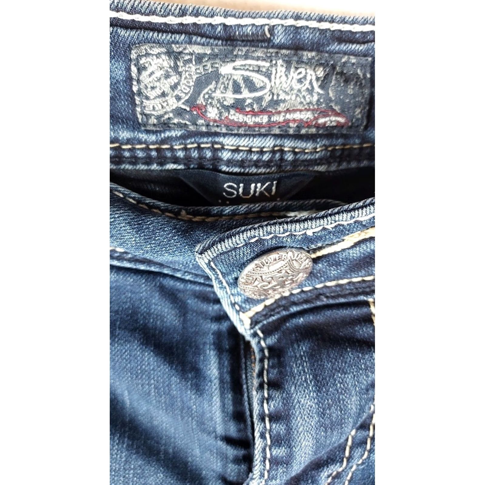 Silver Jeans Co. Silver Jeans Suki High Super Skinny Jeans Women 30x31 Dark Wash Denim Blue 5-Pocket Stretch Slim Regular Size 30" / US 8 / IT 44 - 2 Thumbnail