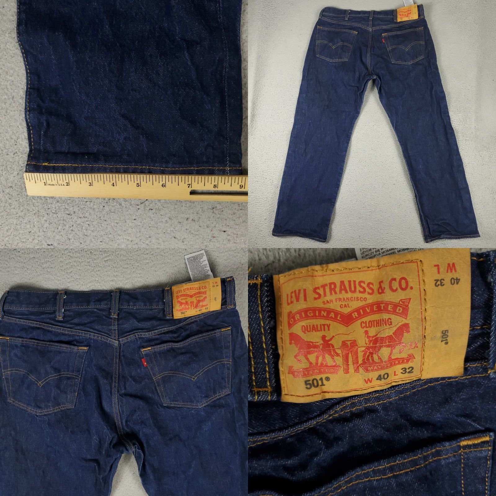 Levi's VINTAGE Levis 501 Jeans Mens Size 40x30 Blue Button Fly Straight Leg Denim Pants Size US 40 / EU 56 - 8 Thumbnail