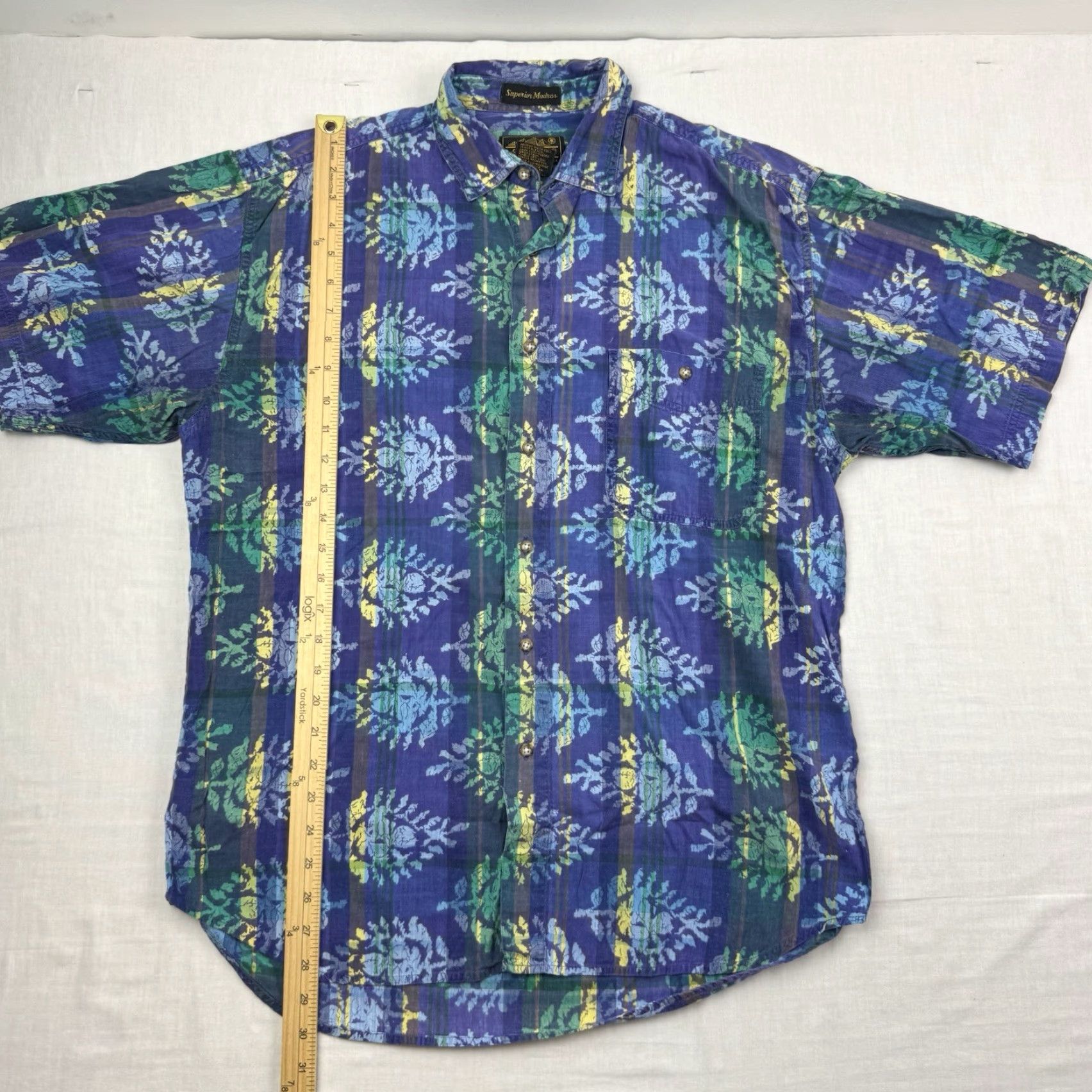 Eddie Bauer VINTAGE Eddie Bauer Button-Up Shirt Adult L Blue 90s Tropical Madras Collared Mens Size US L / EU 52-54 / 3 - 4 Thumbnail