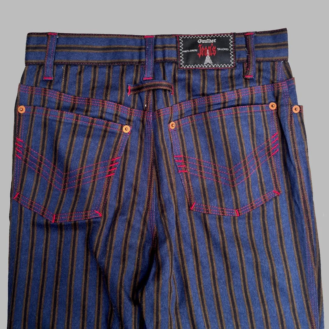 Jean Paul Gaultier × Vintage Jean-Paul Gaultier Jean’s 1990s Vintage Modson Striped Pants Size 26" / US 2 / IT 38 - 5 Thumbnail