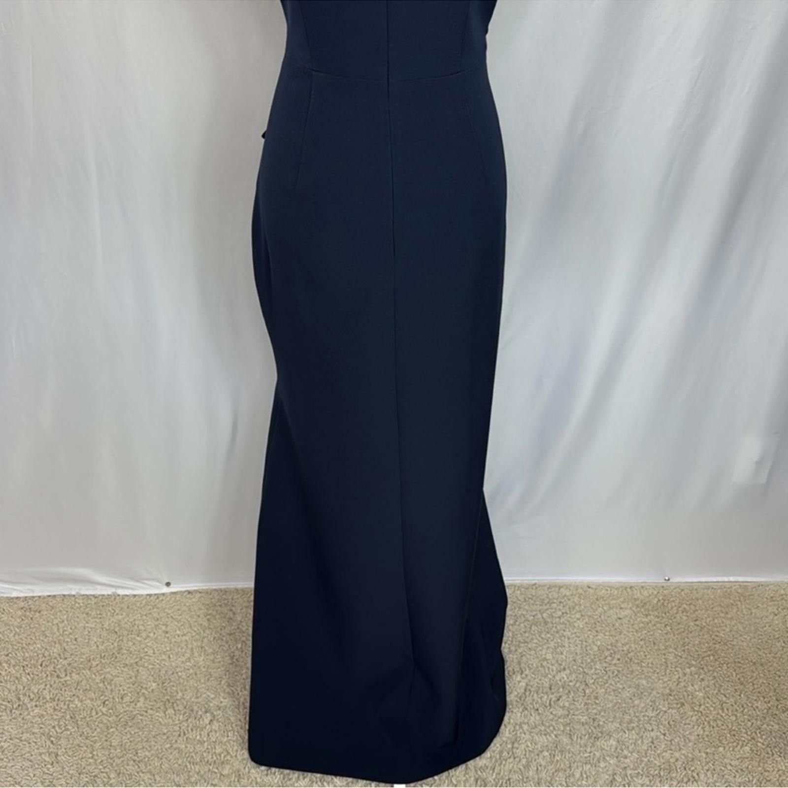 Designer Eliza J Ruffle Front Gown Dress Size 10 Navy Blue Sleeveless Size L / US 10 / IT 46 - 10 Thumbnail