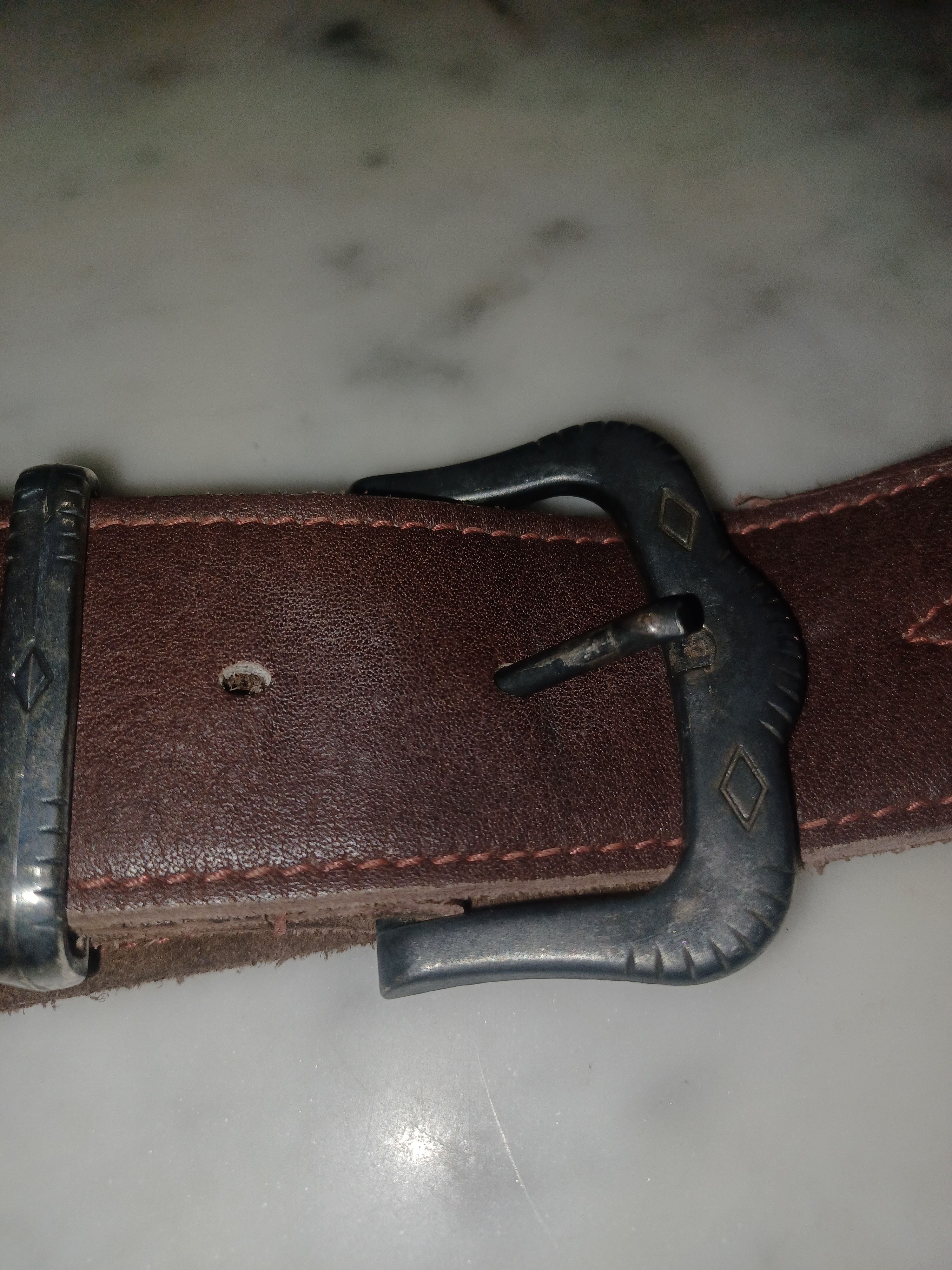 Other Leather Belt Brown with Metal Buckle About 1.75" x 38" Size 38 - 3 Thumbnail