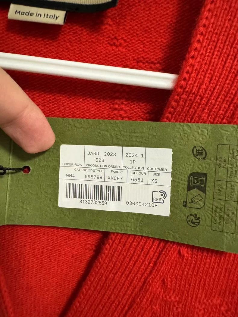 Gucci Gucci Red full-print embossed old flower cardigan sweater 2 Size US XS / EU 42 / 0 - 5 Thumbnail