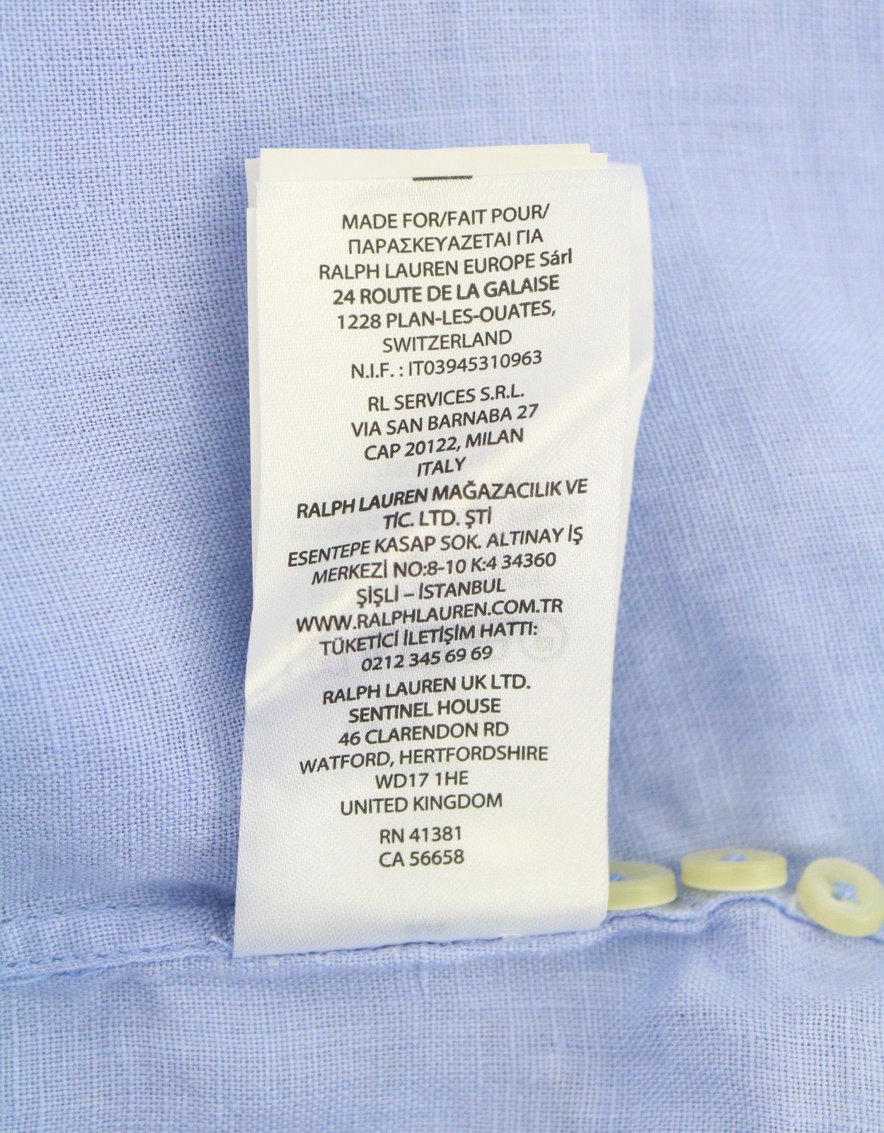 Ralph Lauren S Blue Linen Custom Fit Button-Down Neck Logo 87001 Size US S / EU 44-46 / 1 - 12 Thumbnail
