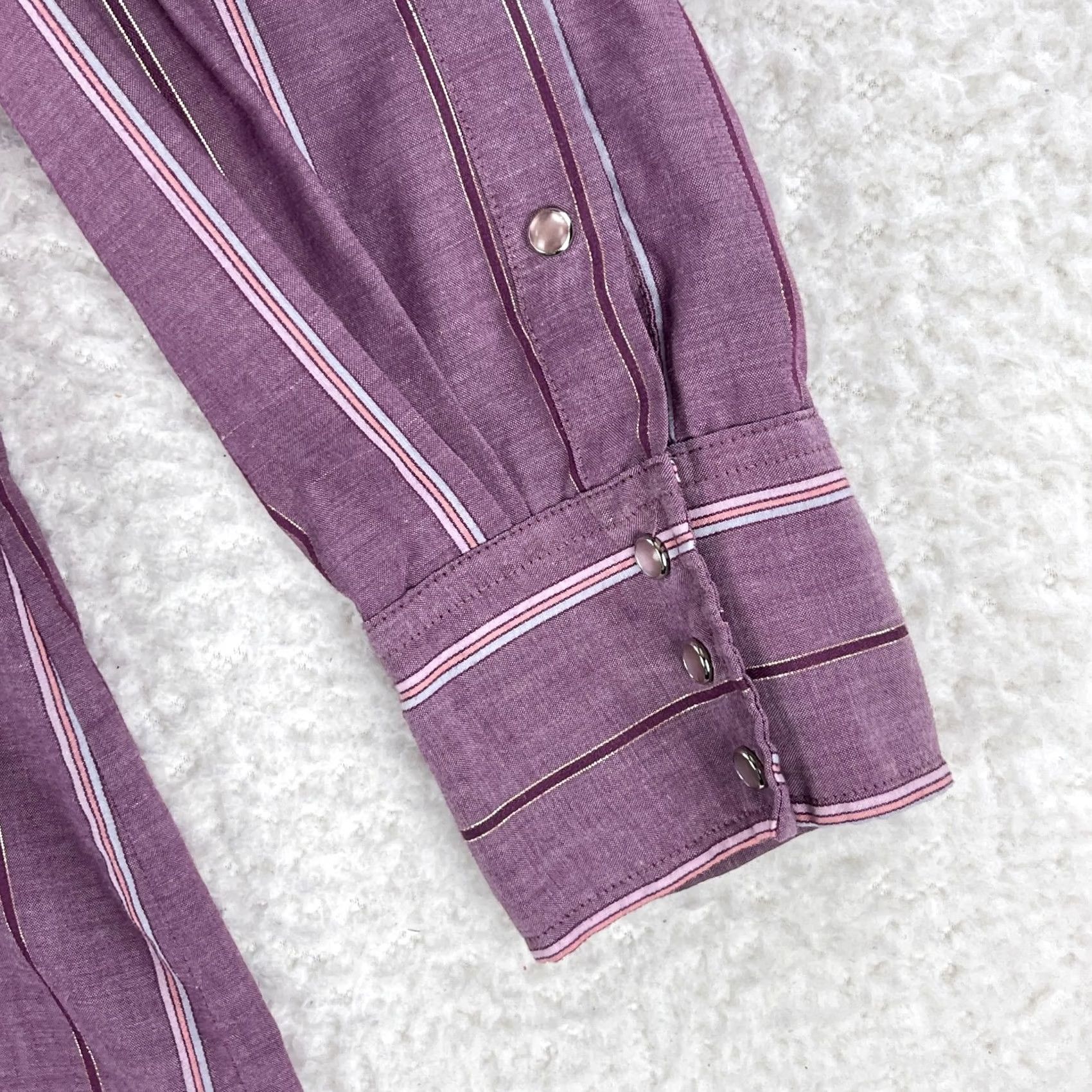 Vintage Prior Purple Stripe Pearl Snap Button Shirt Mens Long Sleeve Made in USA Size XL Size US XL / EU 56 / 4 - 6 Thumbnail