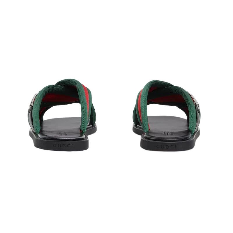 Gucci GUCCI Men's Interlocking G Green/Red Slides New Size US 11.5 / EU 44-45 - 3 Thumbnail