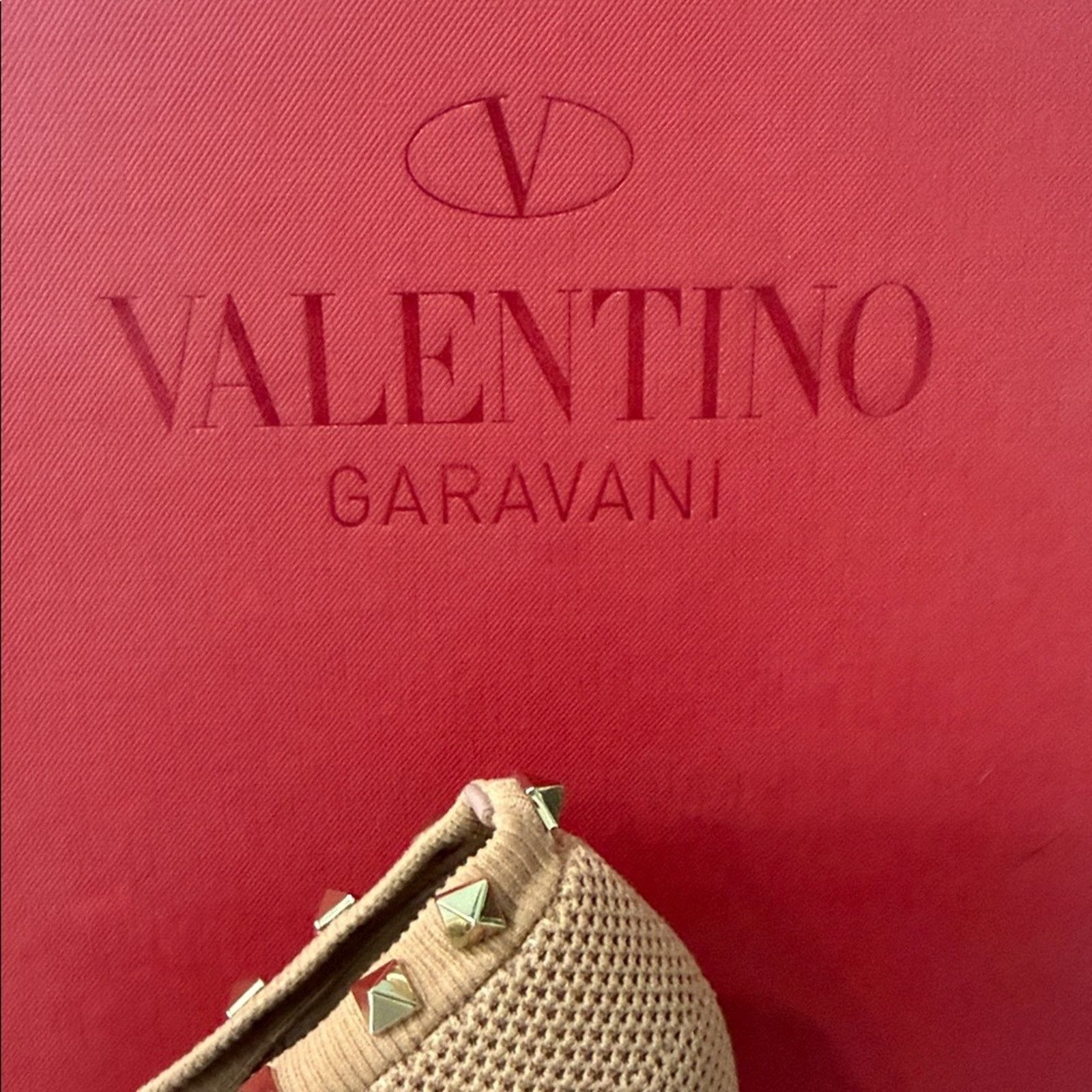 Valentino Valentino Garavani Beige Mesh Black Leather Studded Bootie Size US 8.5 / IT 38.5 - 3 Thumbnail