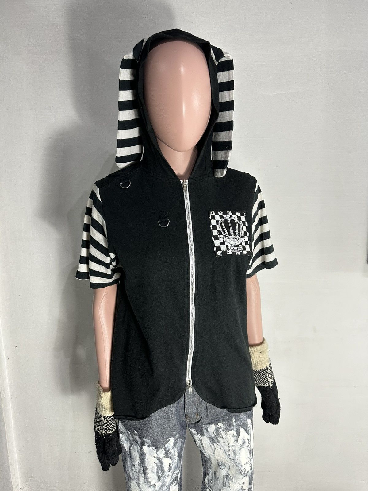 Japanese Brand Deorart Punk Bondage Bunny Hooded Zip Tshirt Size L / US 10 / IT 46 - 10 Thumbnail