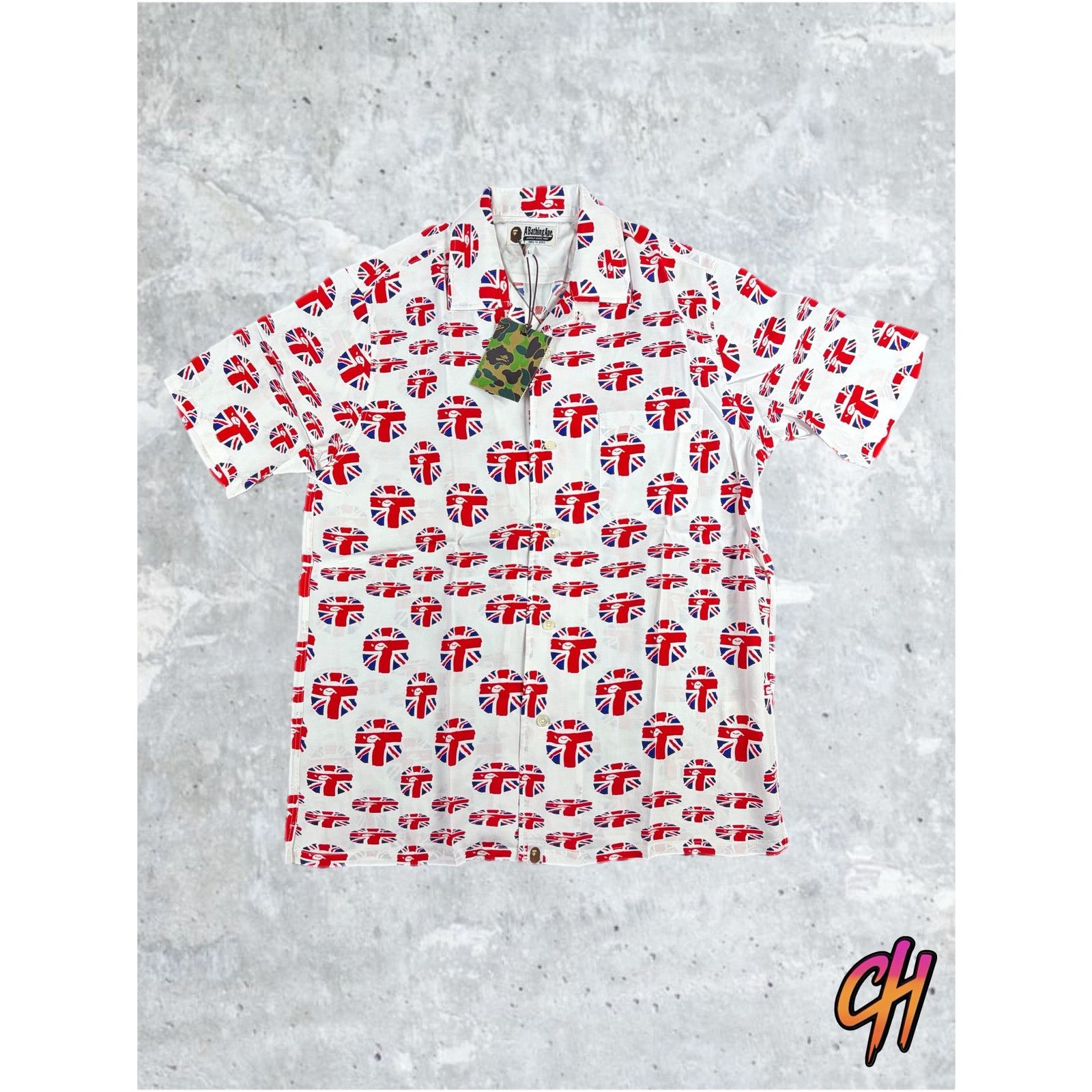 Bape London Union Jack Button-Up S/S Shirt Size Medium