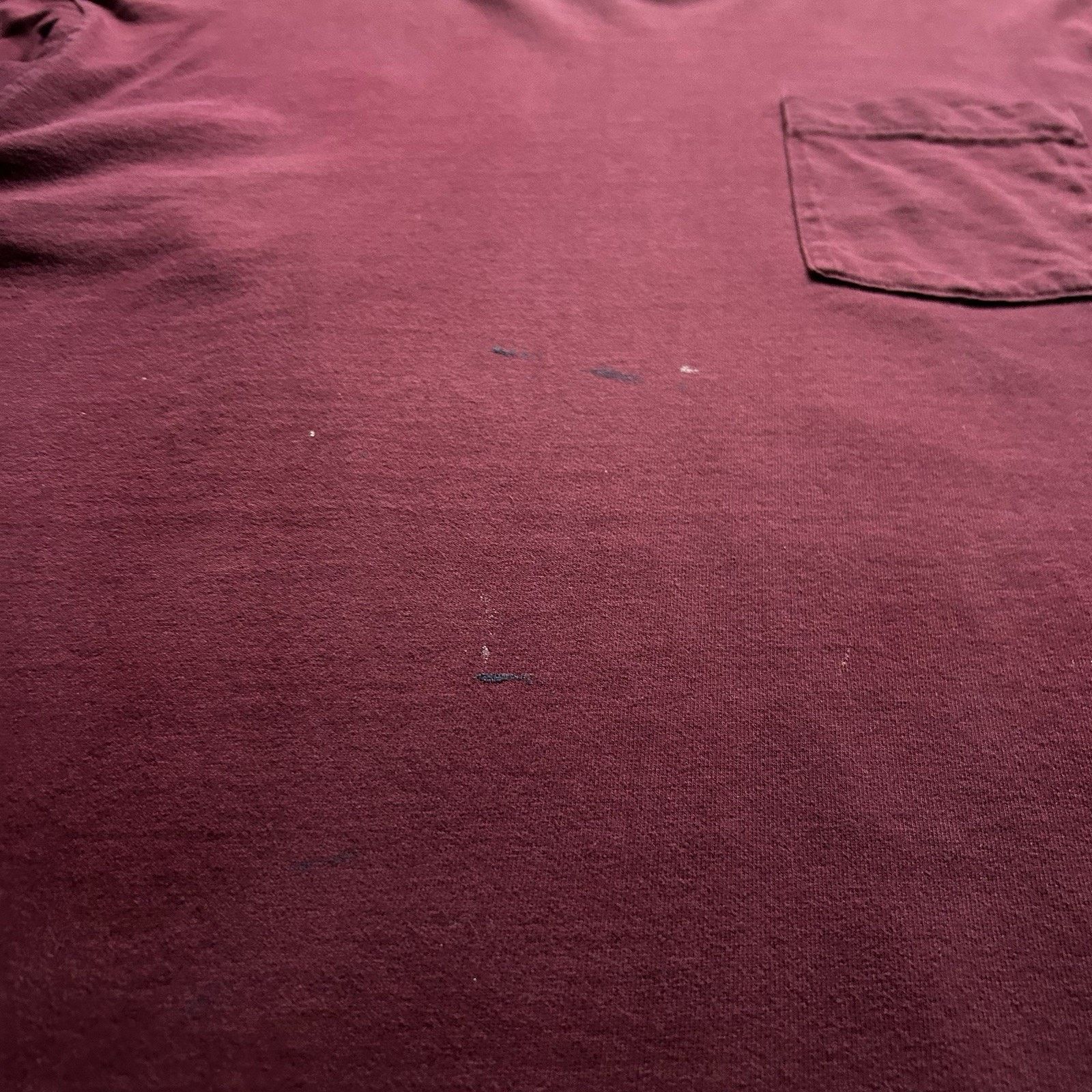 Vintage Vintage 90s Sun Faded Blank Burgundy Red Pocket T Shirt XL Size US XL / EU 56 / 4 - 3 Thumbnail