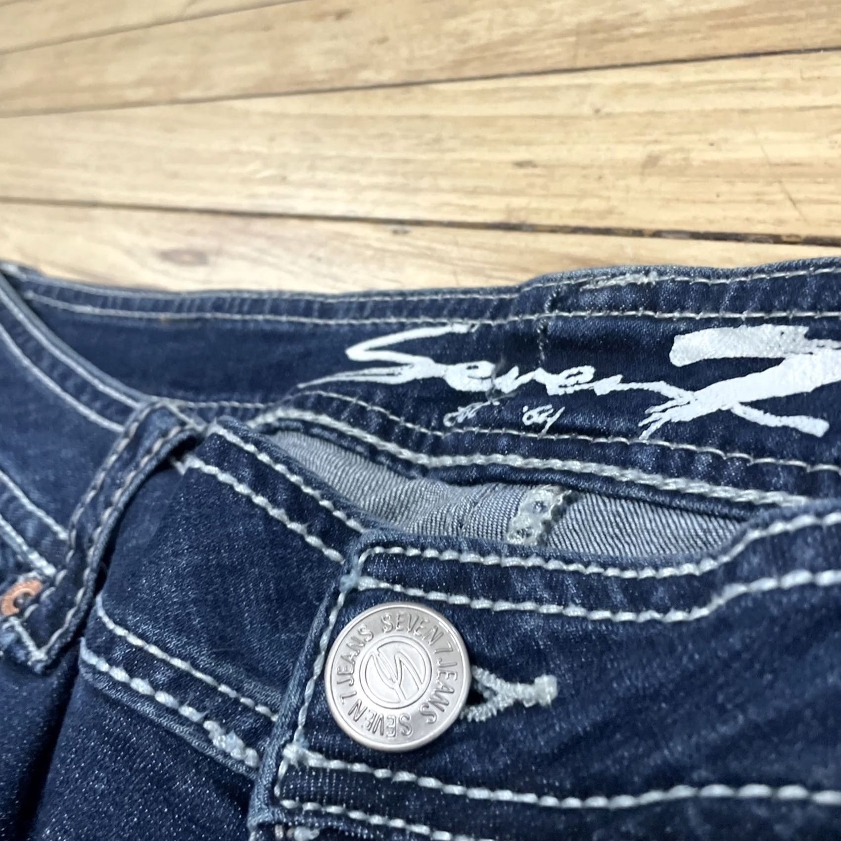 Vintage VINTAGE Seven 7 Jeans Bootcut Women 16 Western Thick Stitch Cowgirl Dark Wash 36x32 NEW Size 38" / US 16 / IT 52 - 7 Thumbnail