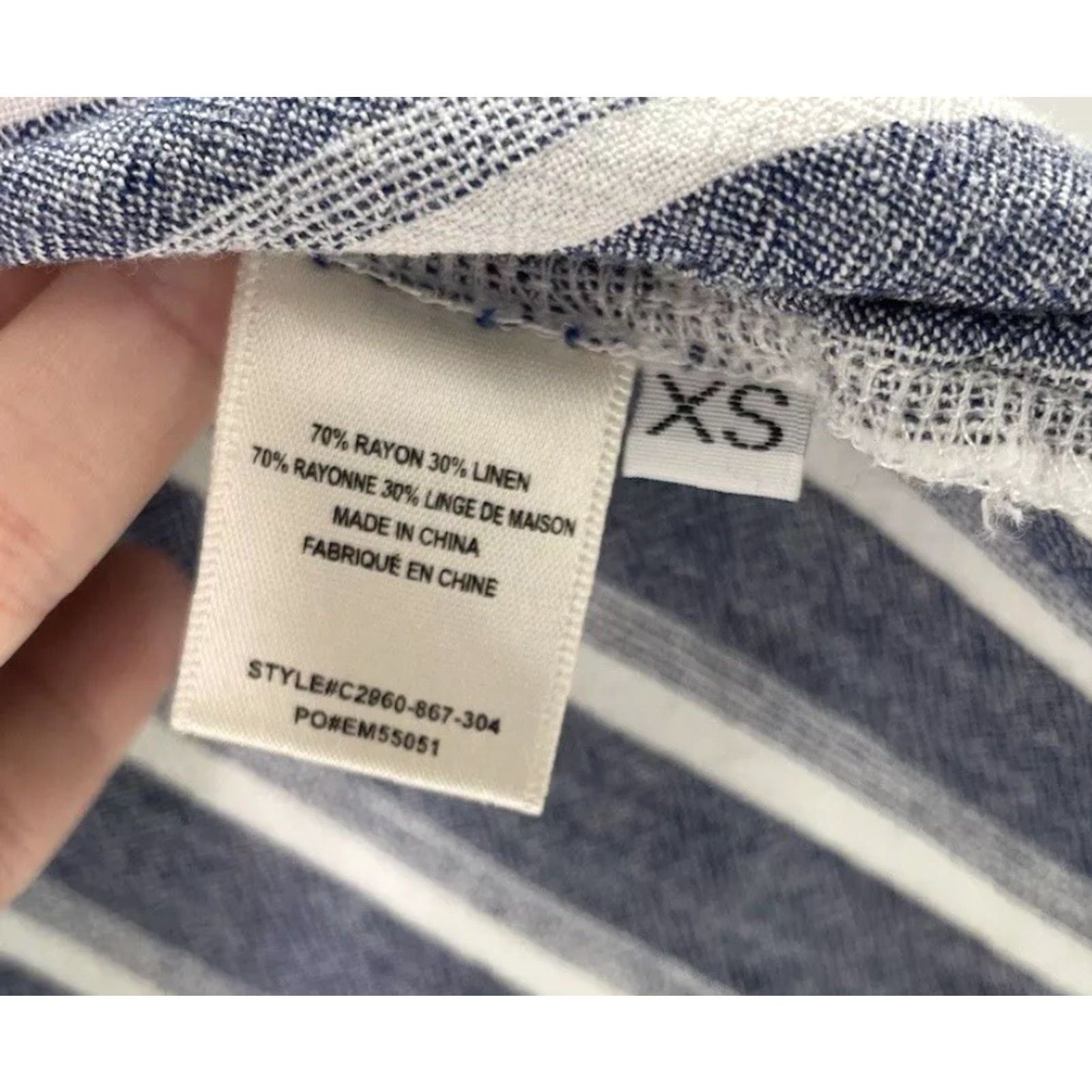 Vintage Cloth & Stone Blue White Stripes V Neck Linen Blend Blouse XS Women Short Sleeve Pullover Knit Casual Boho Modern Shirt Size XS / US 0-2 / IT 36-38 - 6 Thumbnail